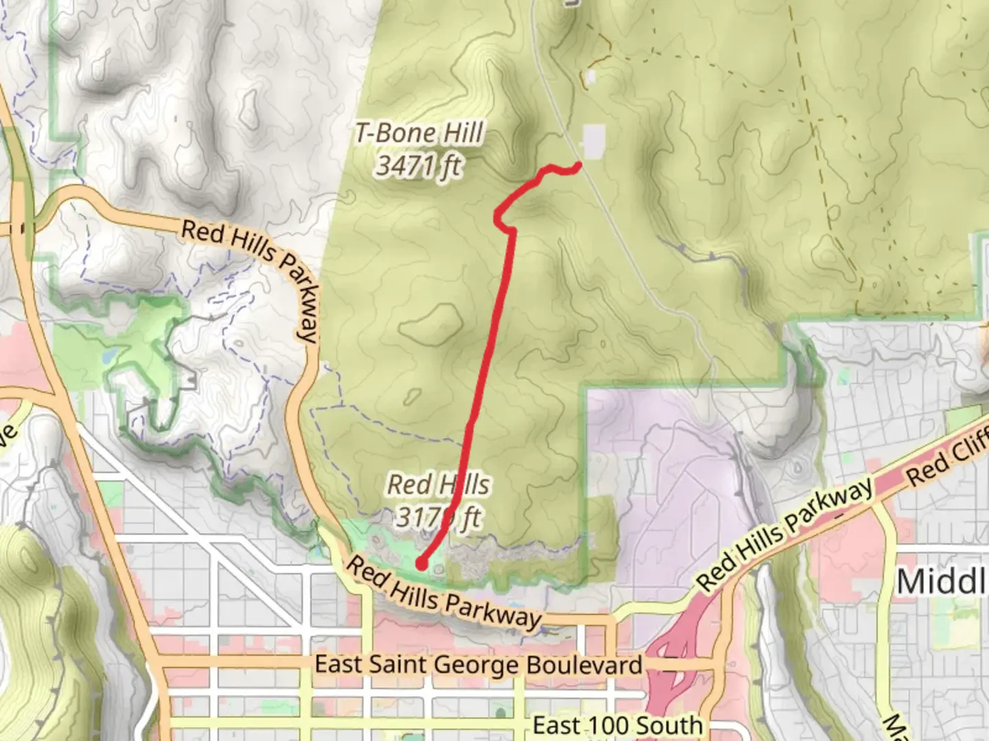An image depicting the trail T-Bone Trail and its surrounding area.