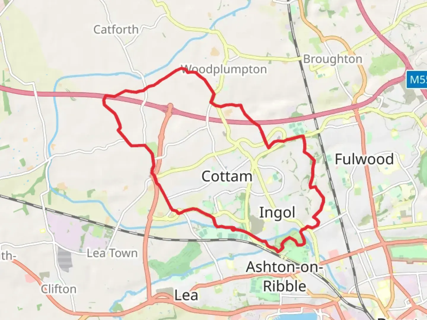 An image depicting the trail Haslam Park Nature Reserve Loop and its surrounding area.