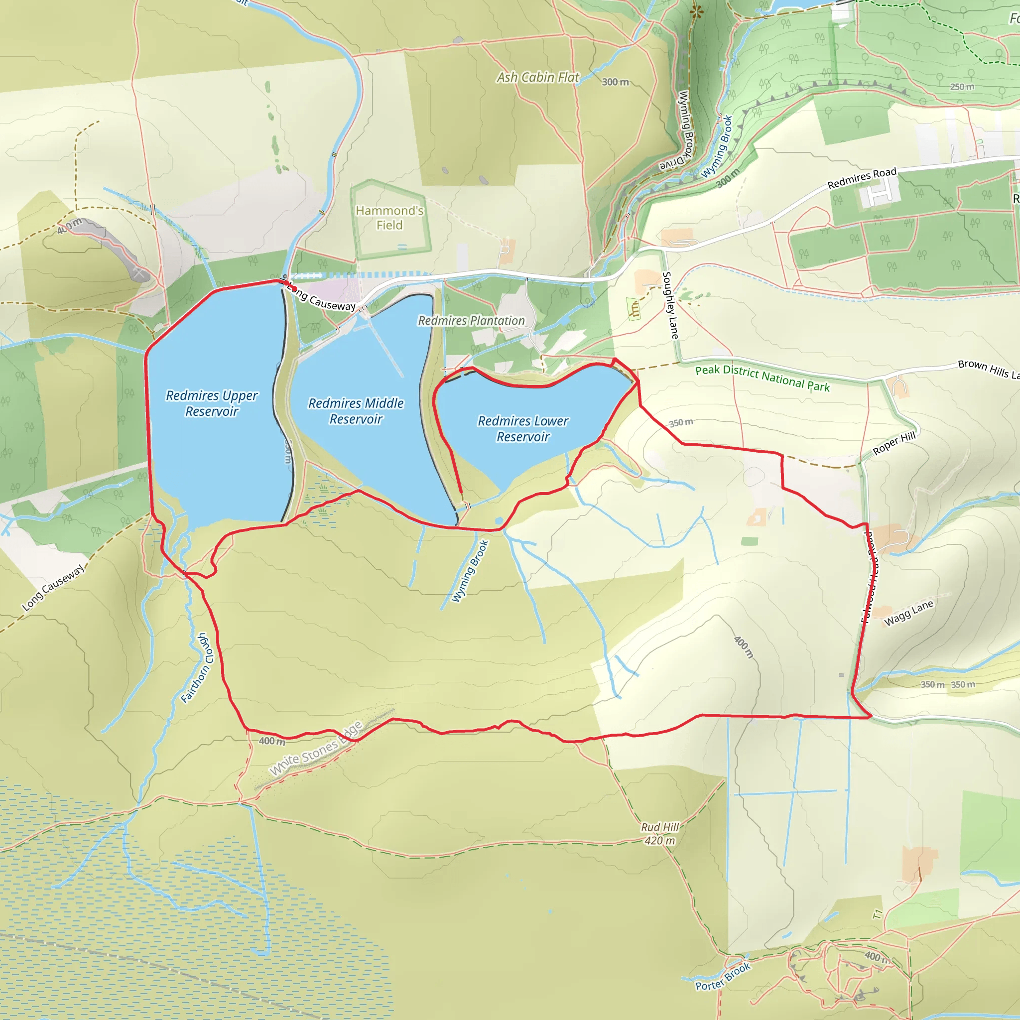 Redmires Lower Reservoir and White Stones Loop mobile static map