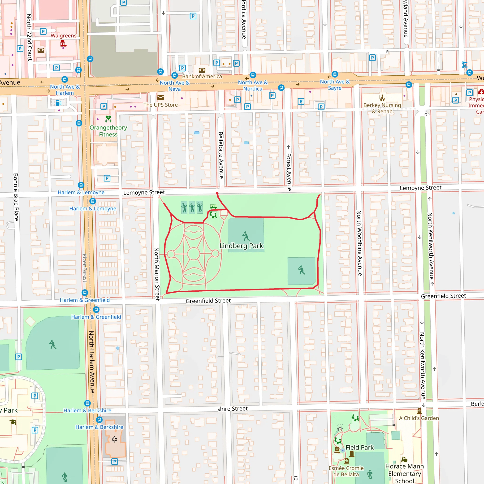 Lindberg Park Loop mobile static map