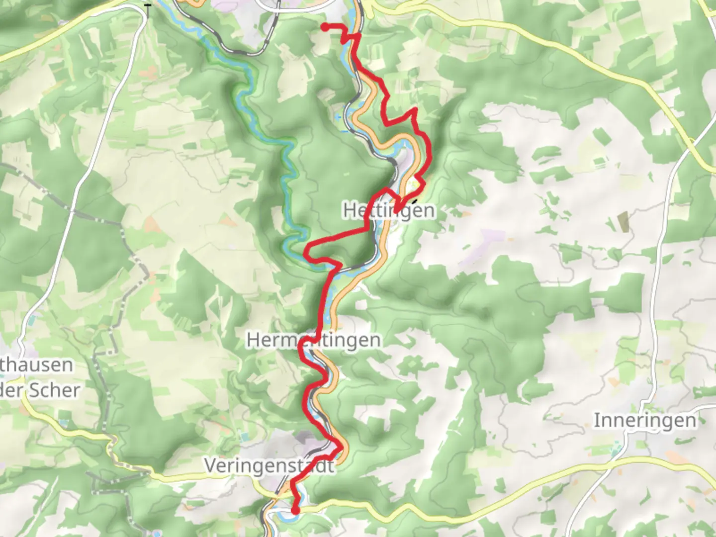 An image depicting the trail Veringenstadt to Gammertingen Walk and its surrounding area.