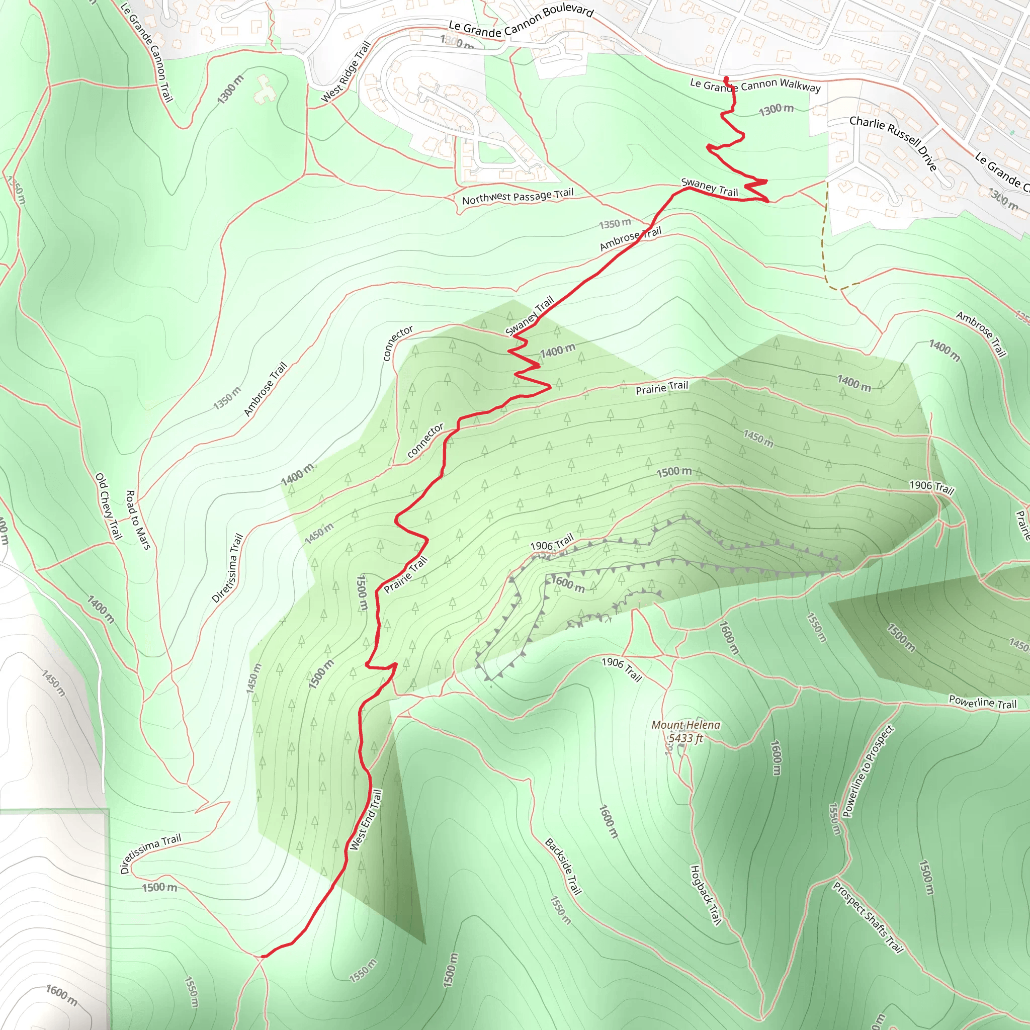 West End and Swaney Trail mobile static map