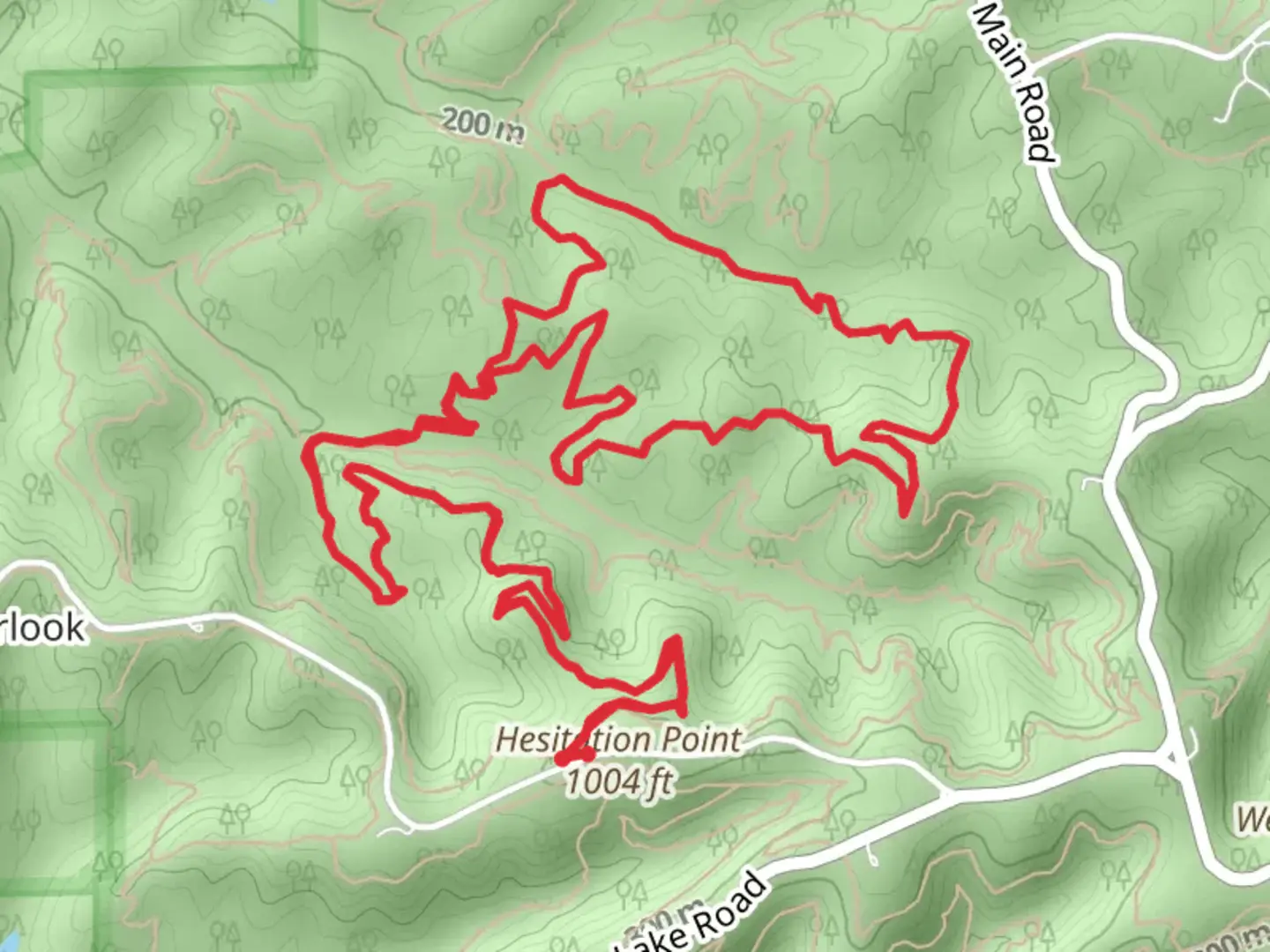 An image depicting the trail Hesitation Point and Aynes Loop Trail and its surrounding area.