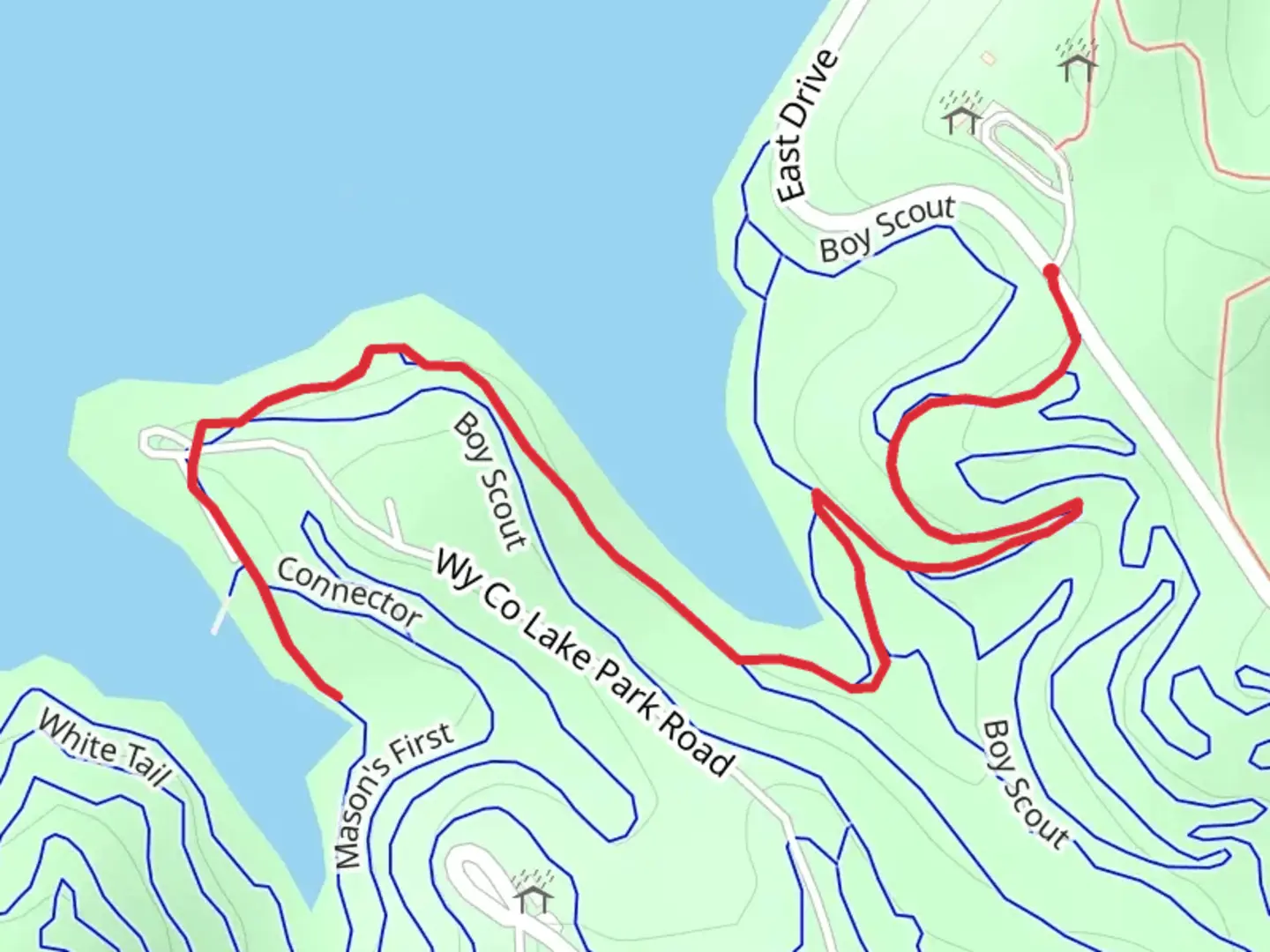 An image depicting the trail Wyandotte County Lake - Boy Scout and its surrounding area.