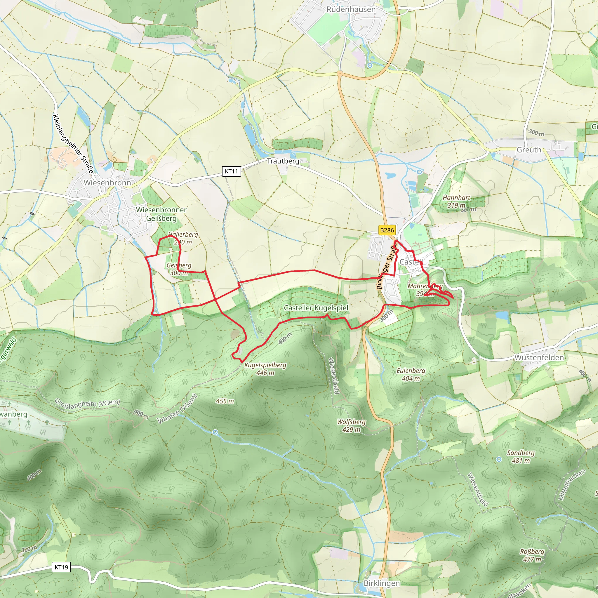 Mahrenberg, Burgsstall Oberschloss and Hallerberg Loop via Casteller Weg mobile static map