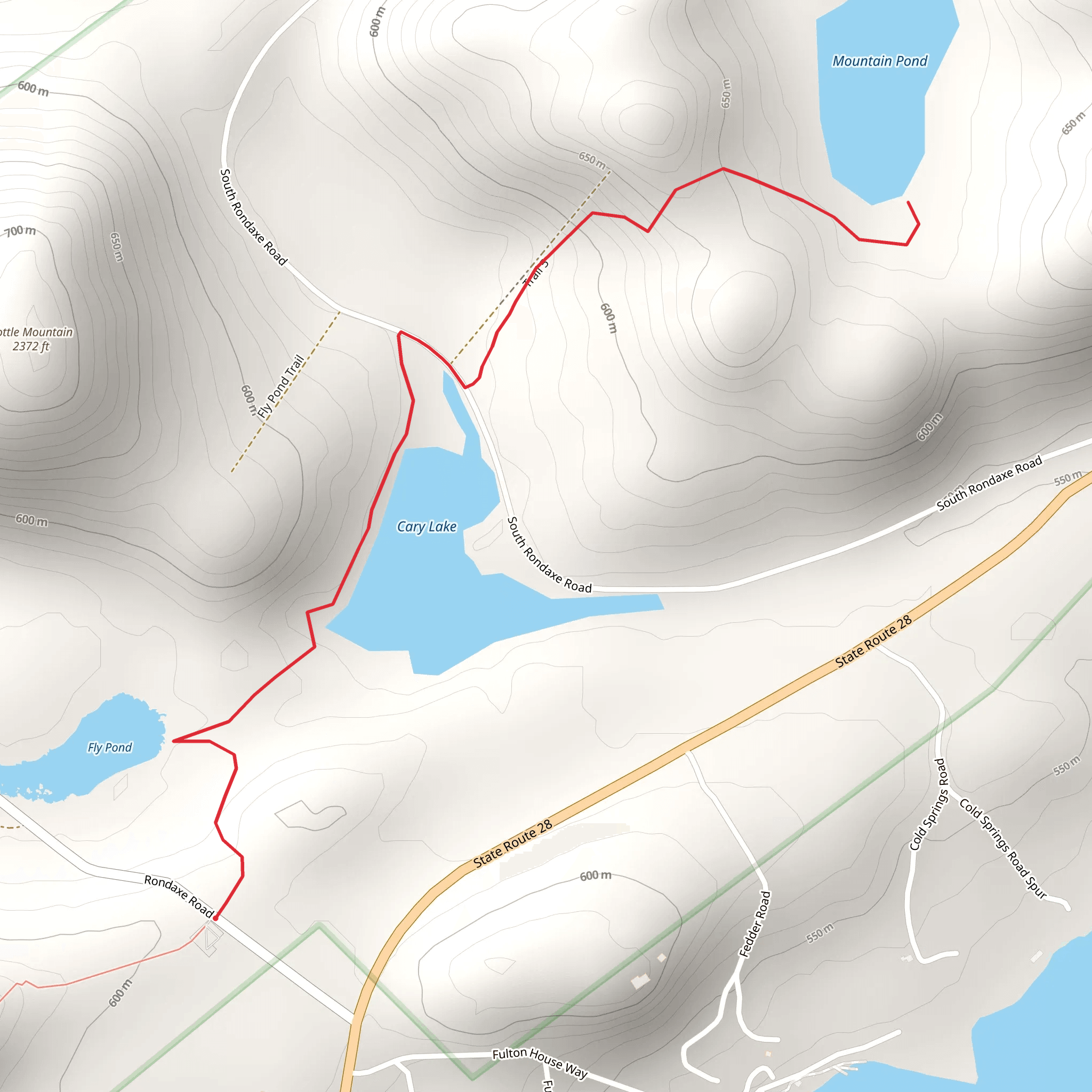 Fly Pond, Cary Lake and Mountain Pond Trail mobile static map