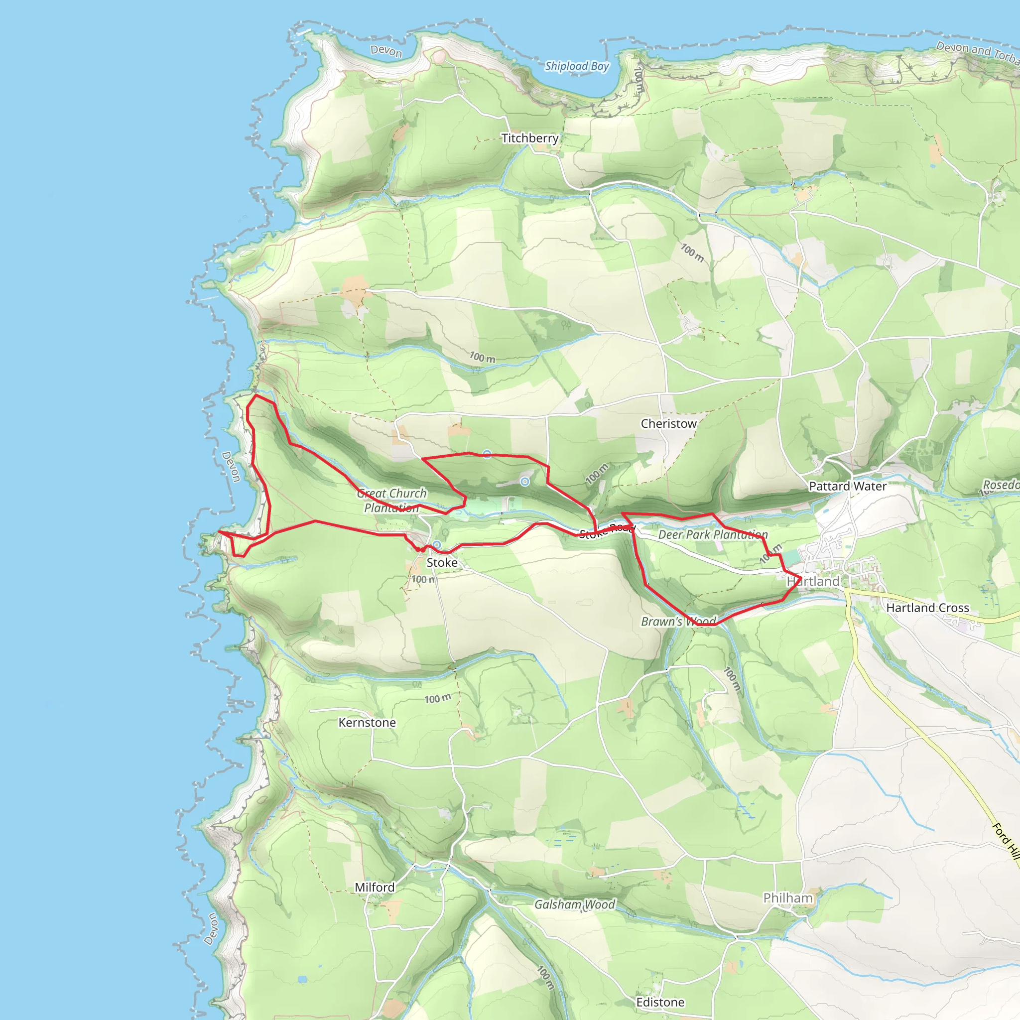 Dyer's Lookout from Hartland Quay Hotel mobile static map