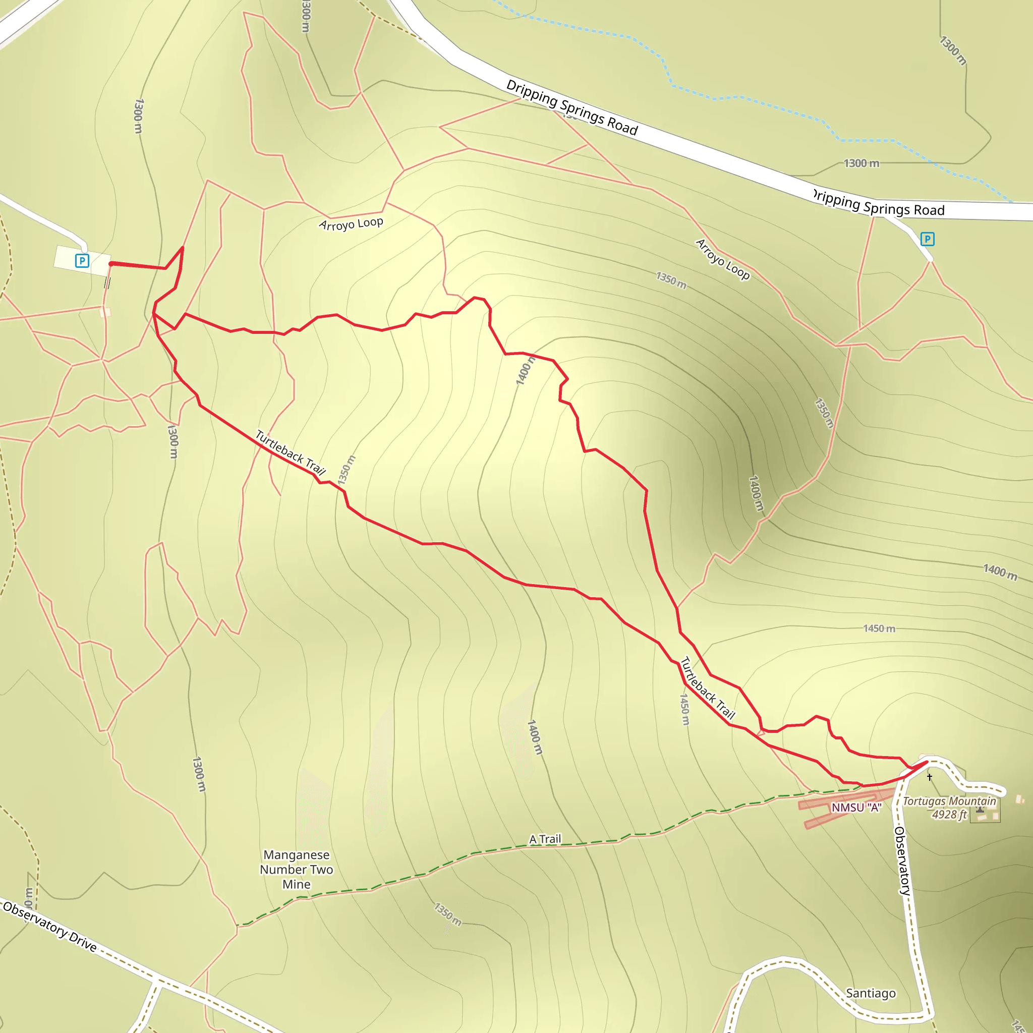 Tortugas Mountain - Turtleback Loop Trail mobile static map