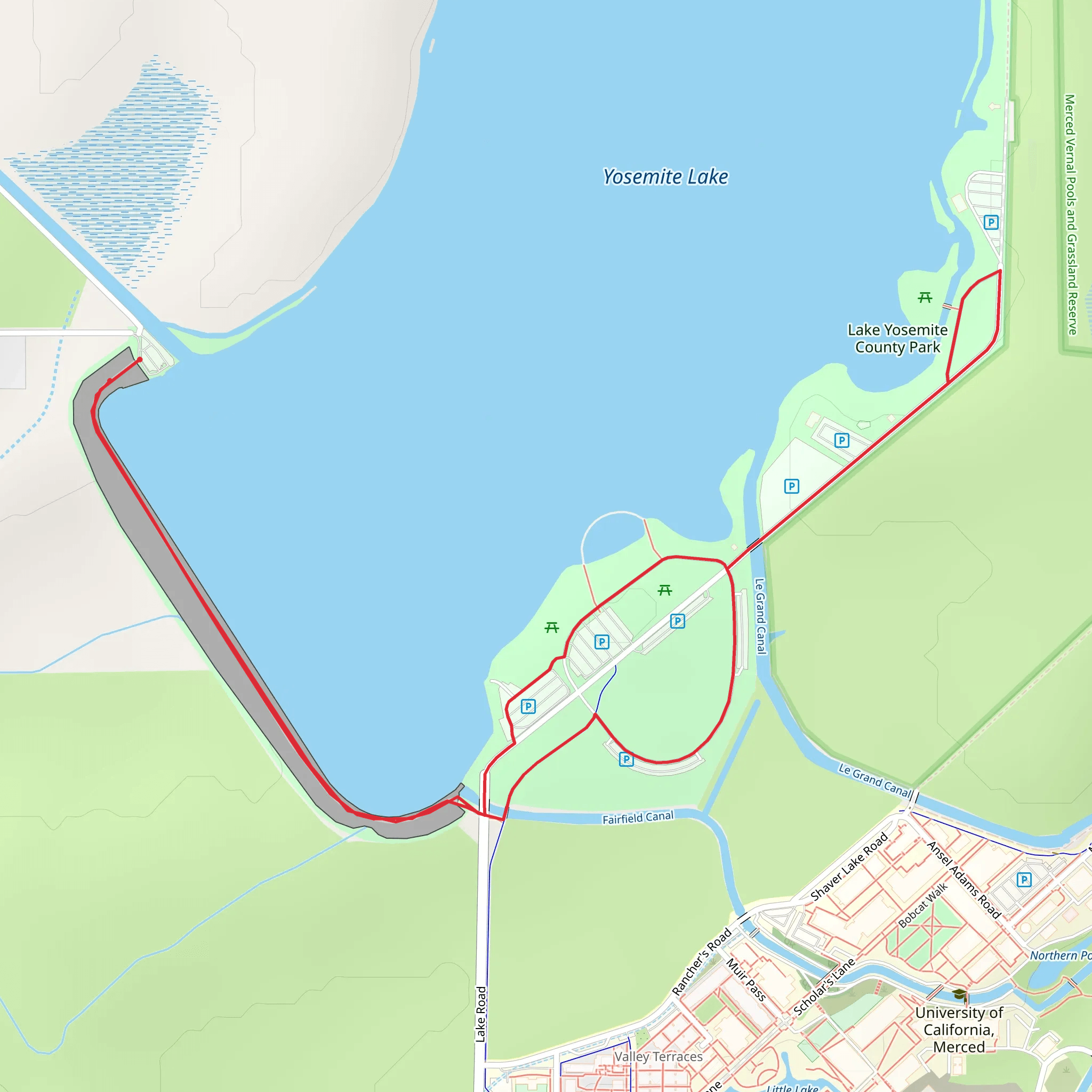Yosemite Lake and Country Park Loop mobile static map