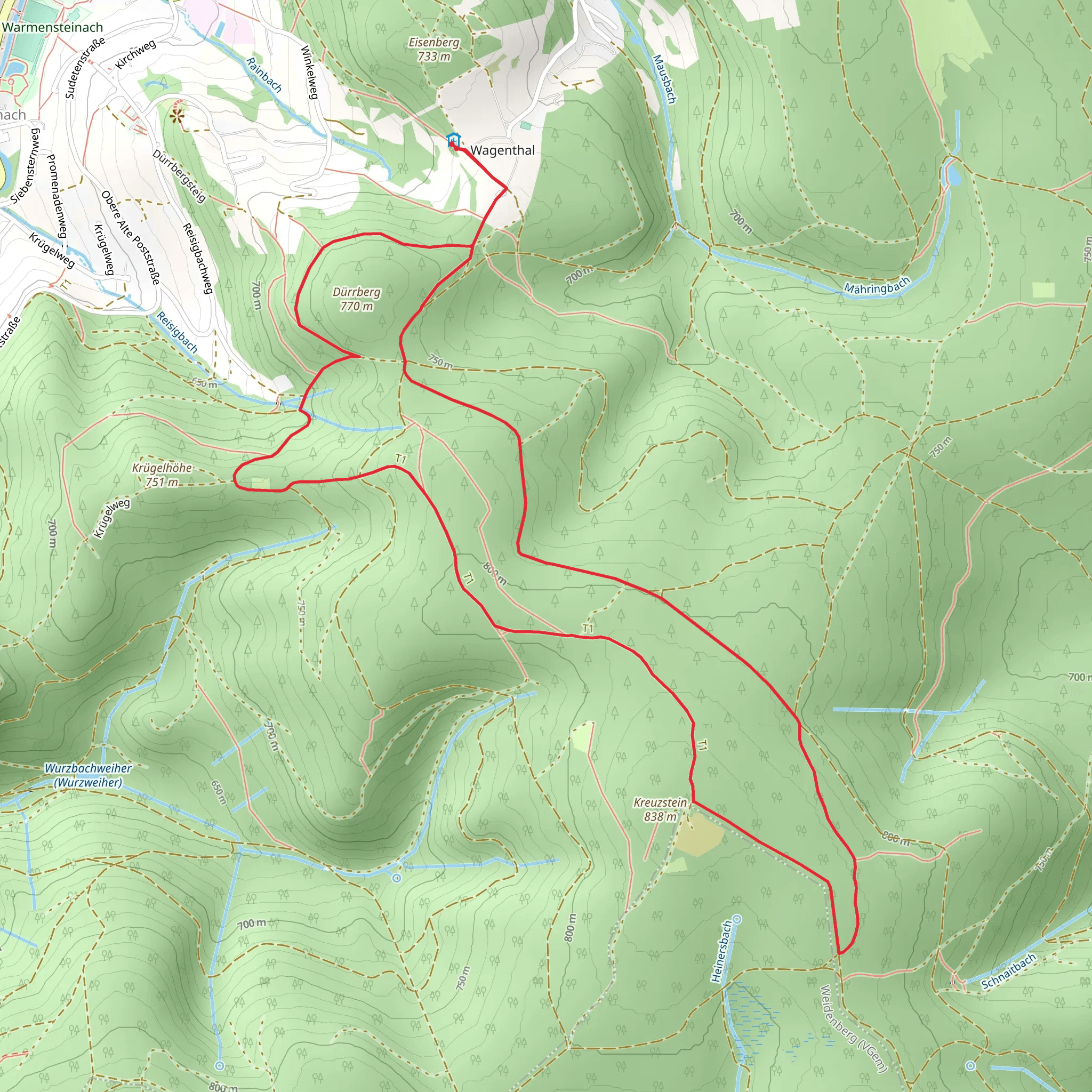 Südweg and Wagenthal Loipe Loop mobile static map