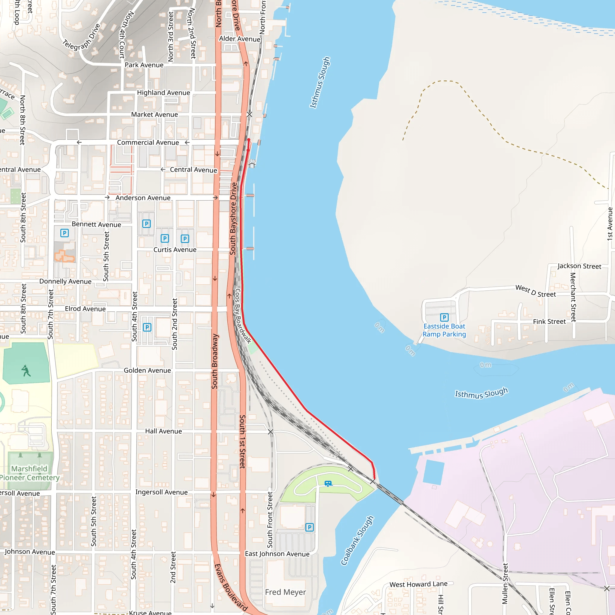 Coos Bay Boardwalk mobile static map