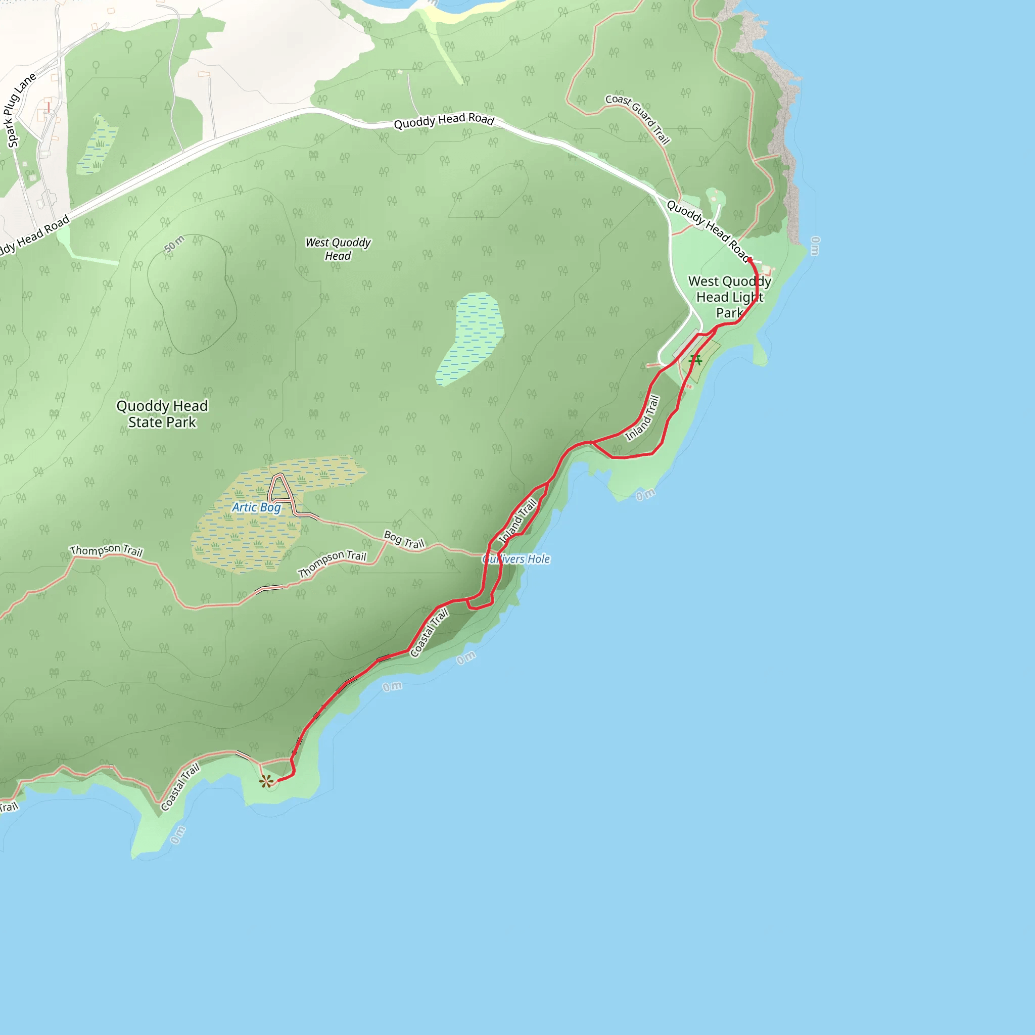 Inland Trail and Coastal Trail - Gulivers Hole mobile static map