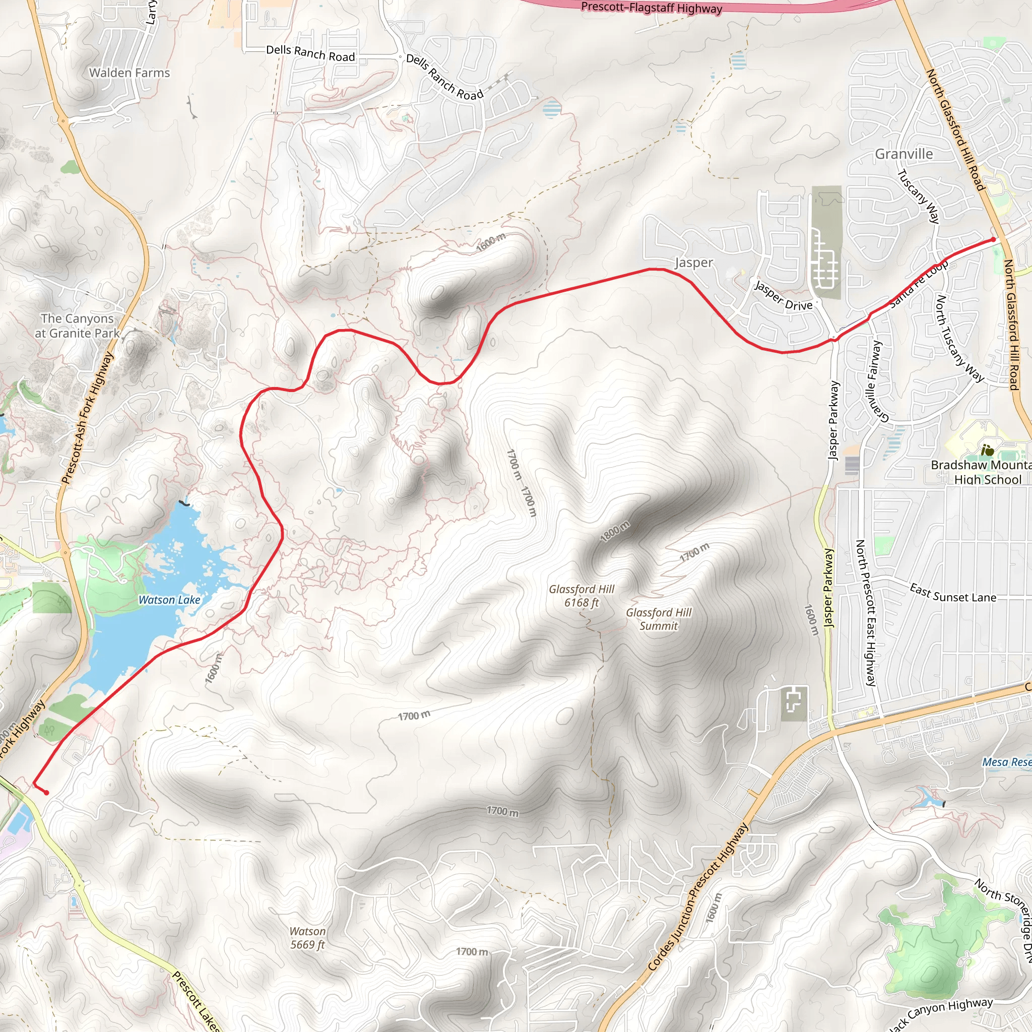 Iron King and Peavine Trail mobile static map