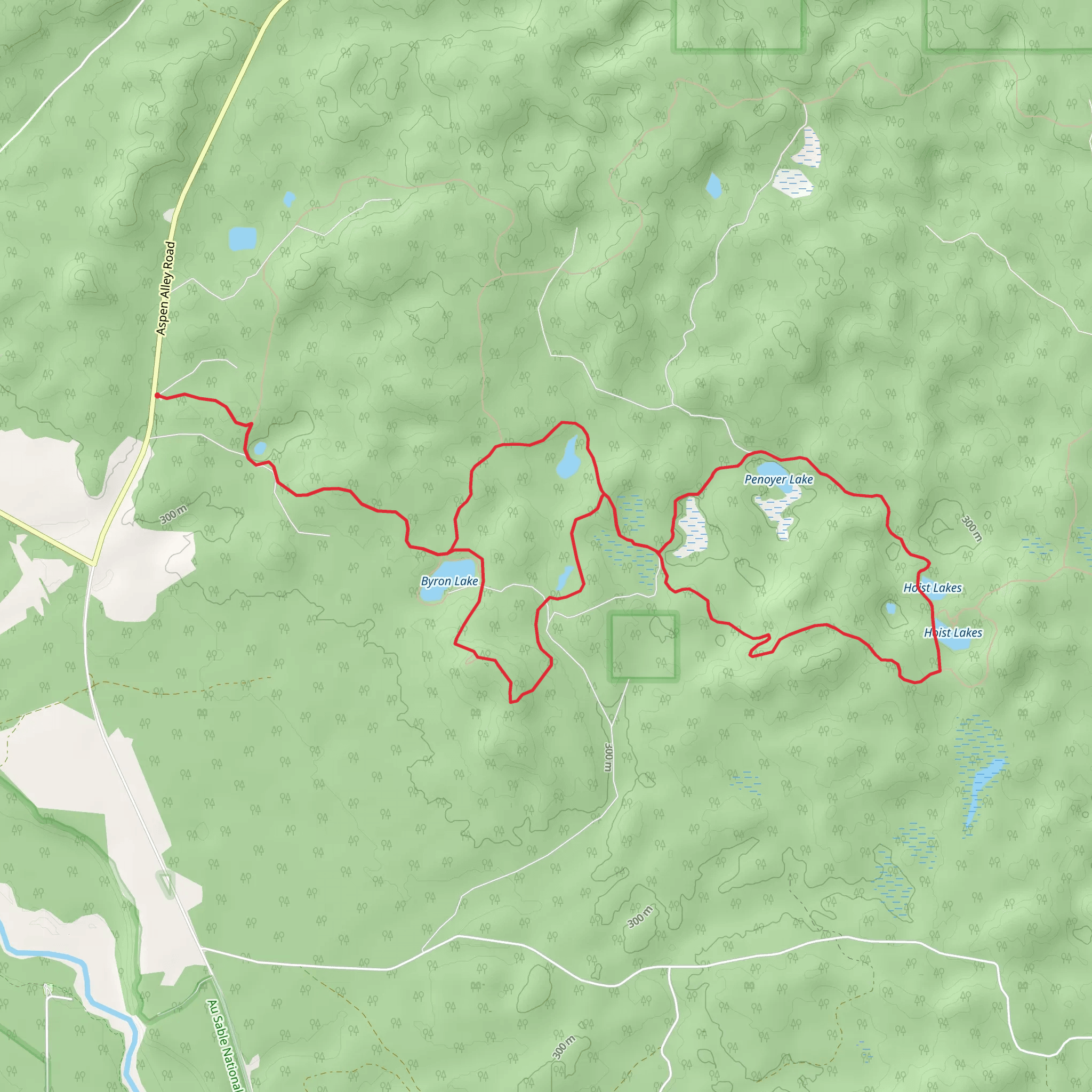 Hoist Lakes Loop Trails mobile static map