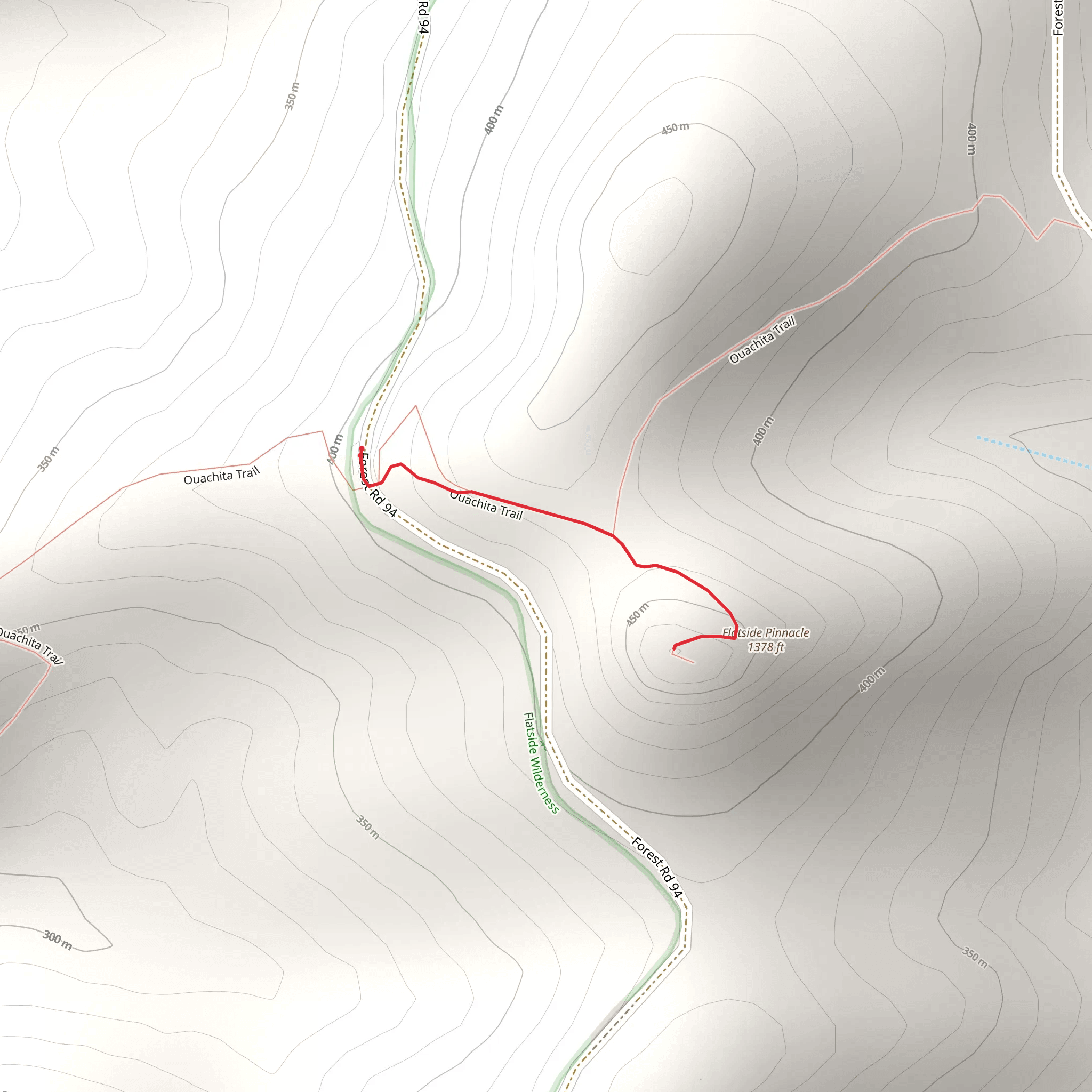 Flatside Pinnacle via Ouachita Trail mobile static map