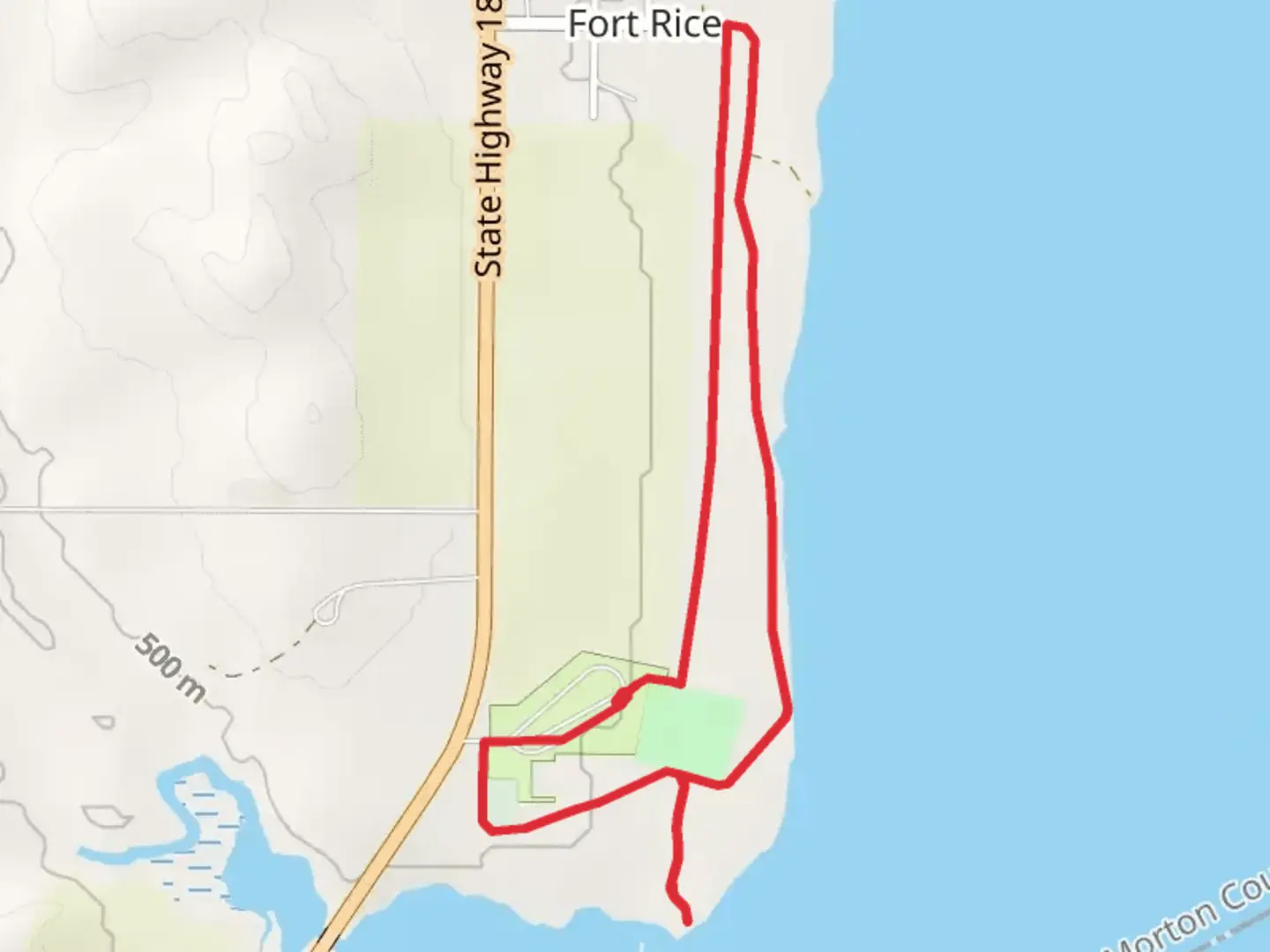 An image depicting the trail Fort Rice Historical Site Loop and its surrounding area.