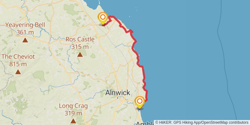Northumberland Coast Path stage 2 Map