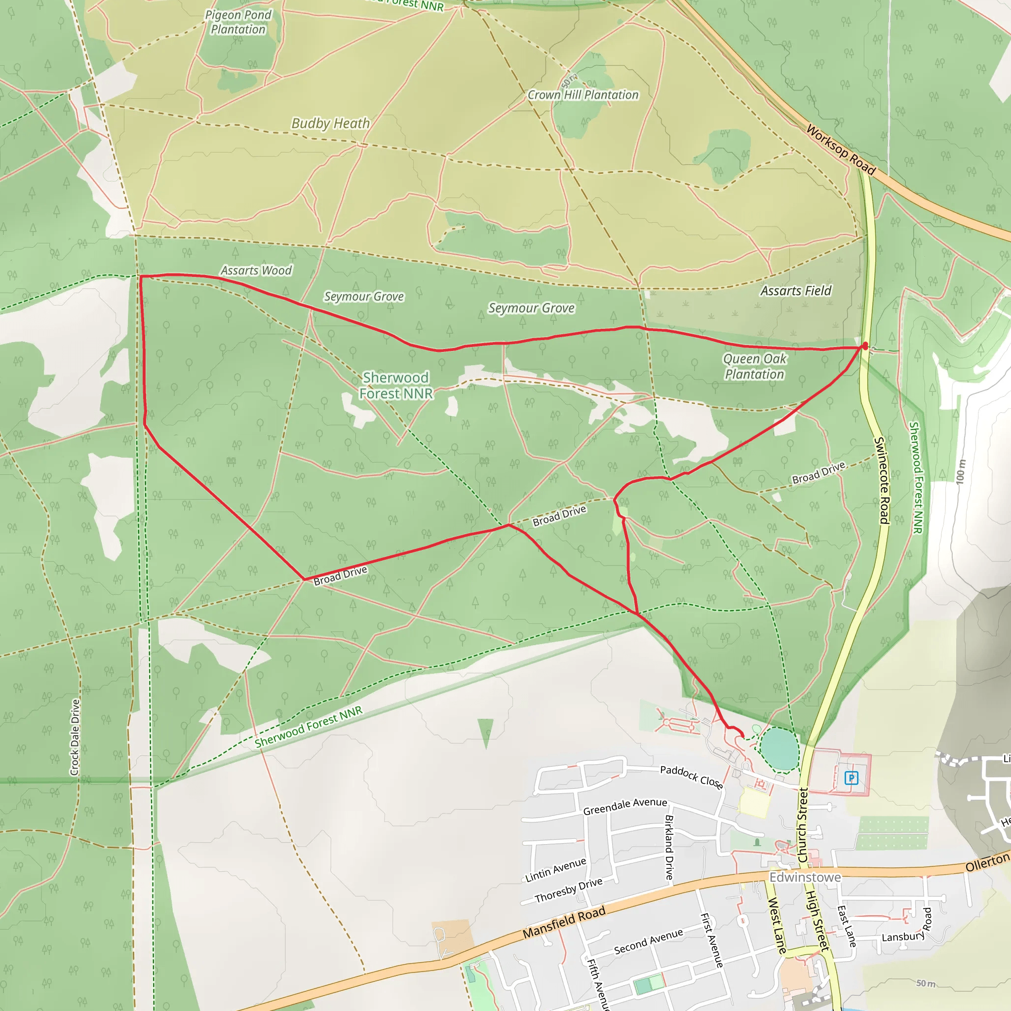 Sherwood Forest NNR Loop mobile static map