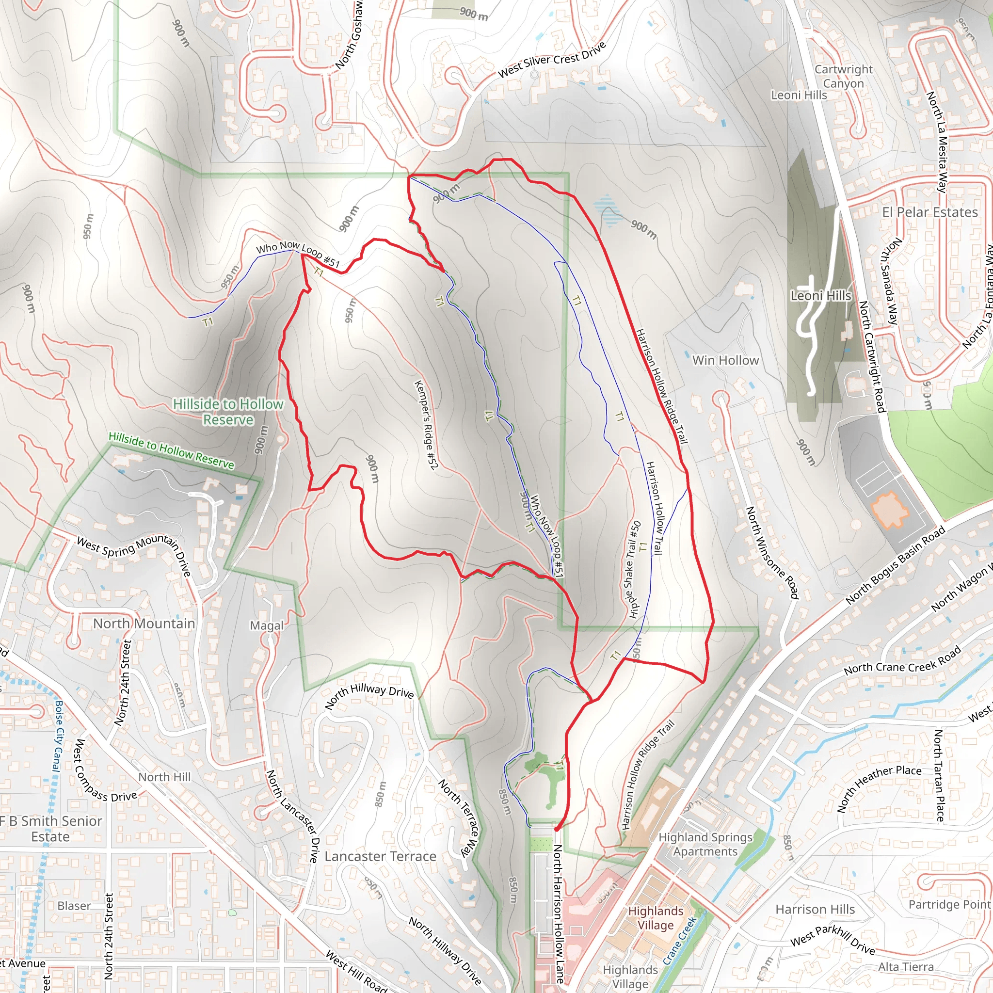 Harrison Hollow, Kemper’s Ridge and Harrison Hollow Ridge Loop Trail mobile static map