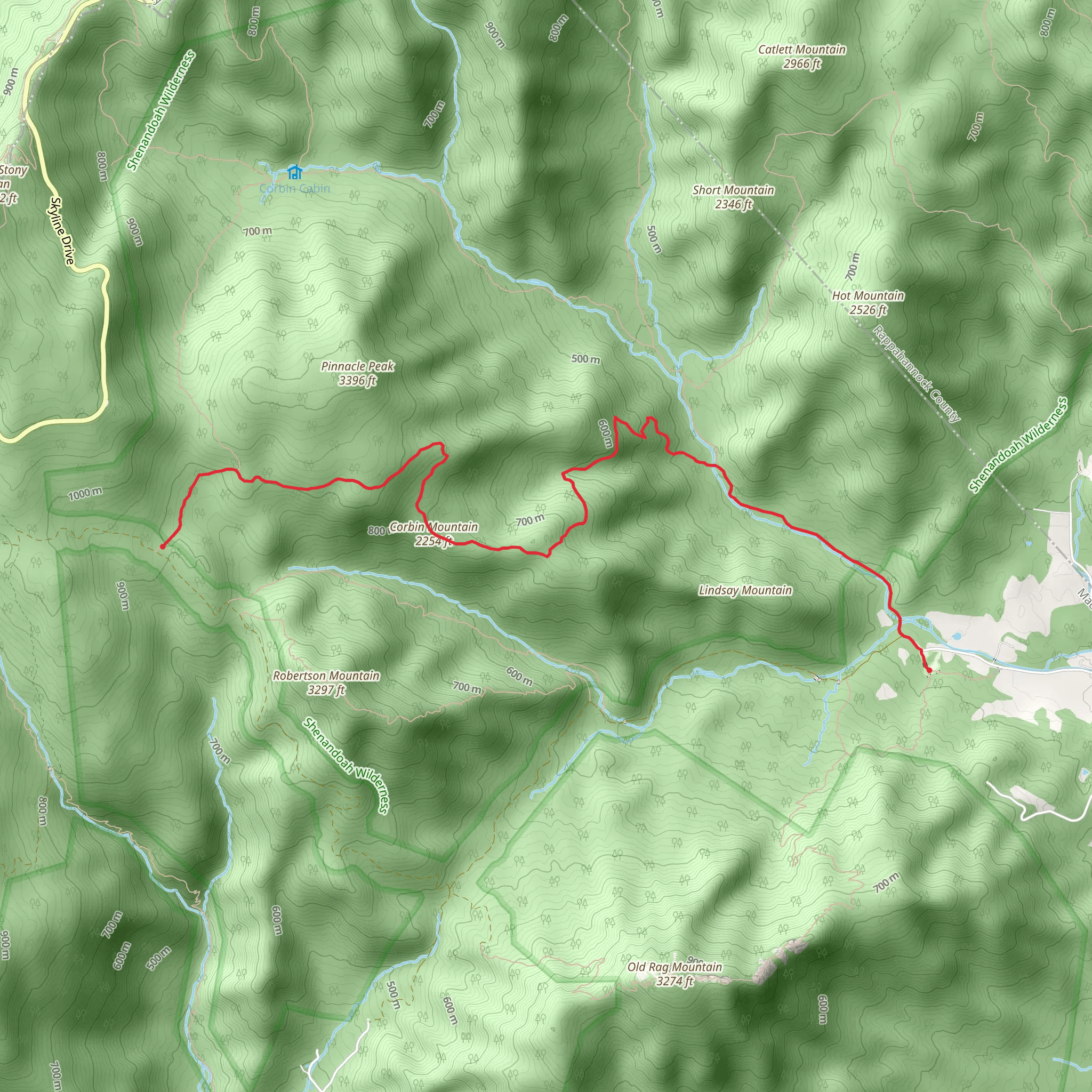 Corbin Mountain via Nicholson Hollow Trail mobile static map
