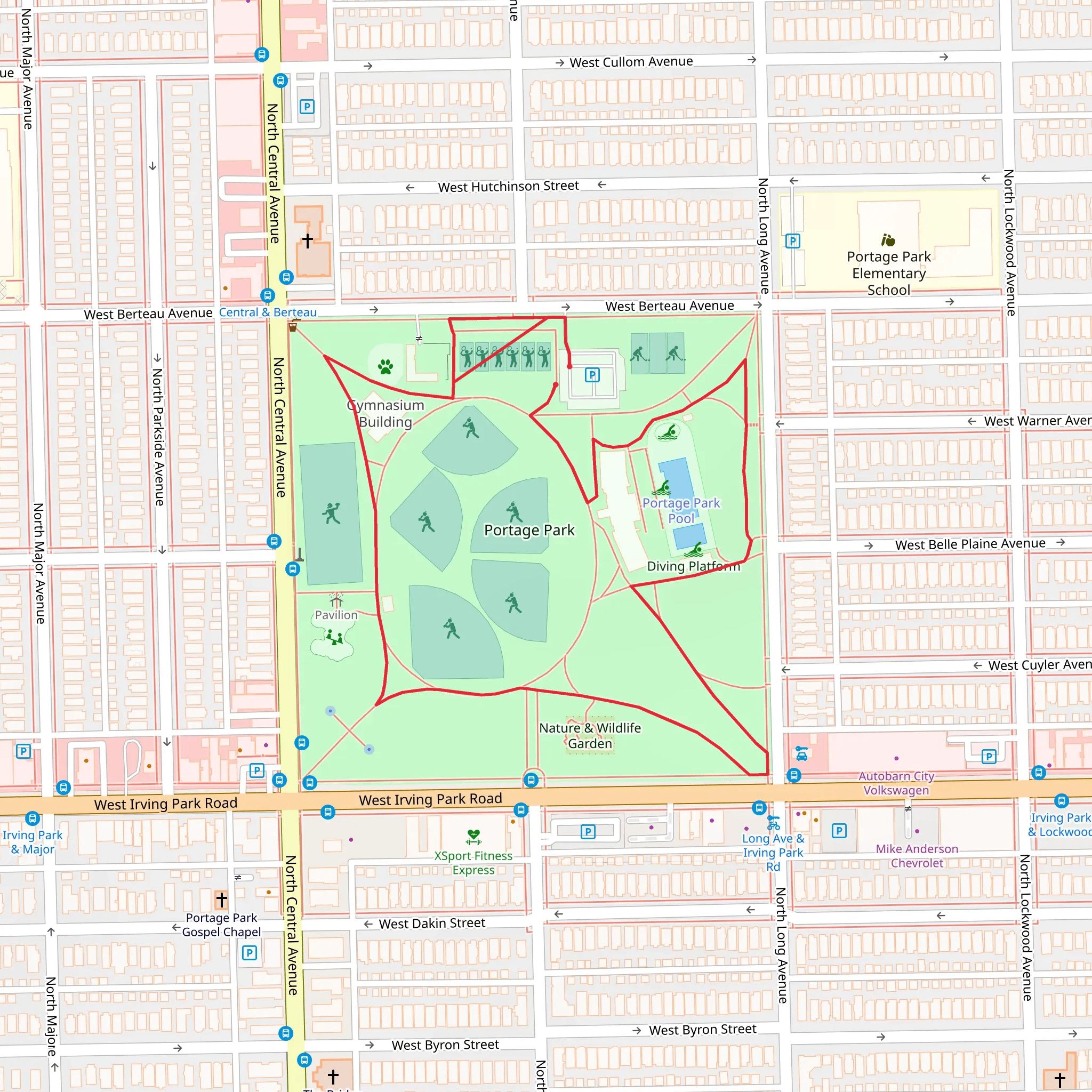 Portage Park Loop mobile static map