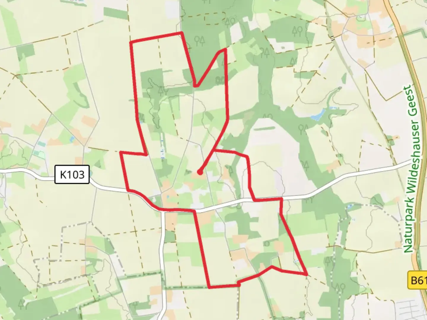 An image depicting the trail Wedehorn Loop via Klövenhausen and its surrounding area.
