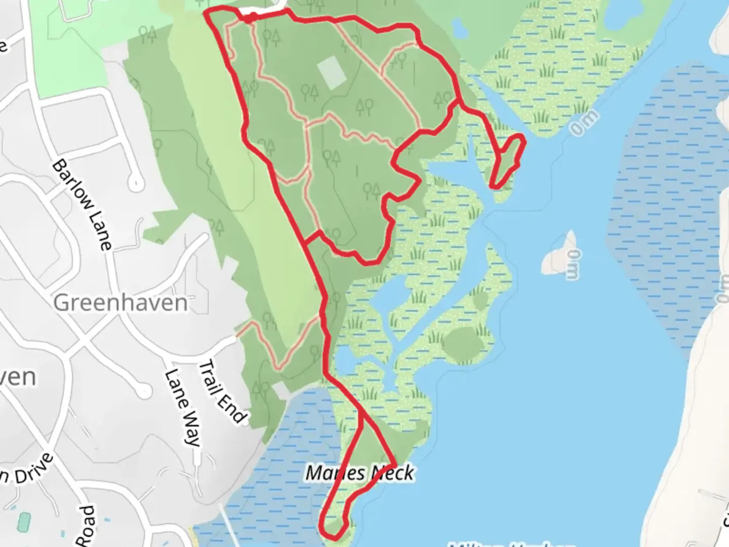 An image depicting the trail Greenhaven Channel and its surrounding area.