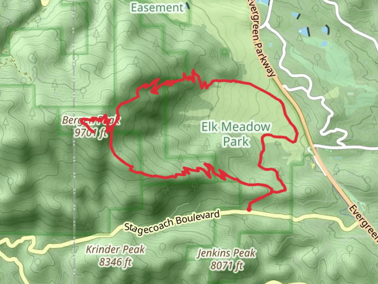 An image depicting the trail Bergen Peak Loop Trail and its surrounding area.