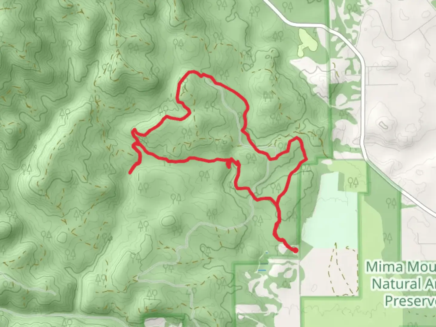 An image depicting the trail Mima Falls East and Campground Loop and its surrounding area.