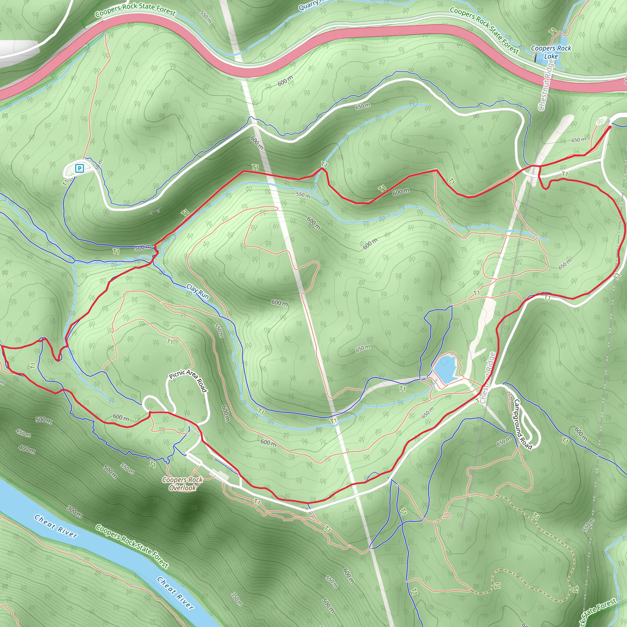 Parking Area, Rock City and Roadside Loop Trail mobile static map