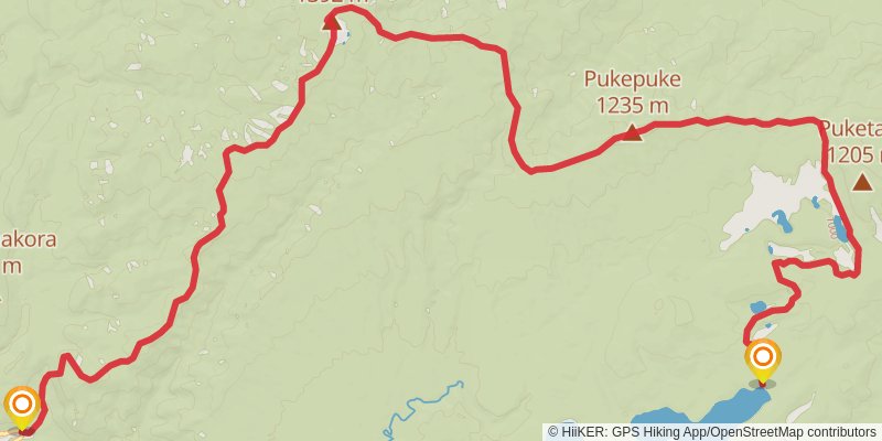 Manuoha to Waikareiti Track stage 1 Map
