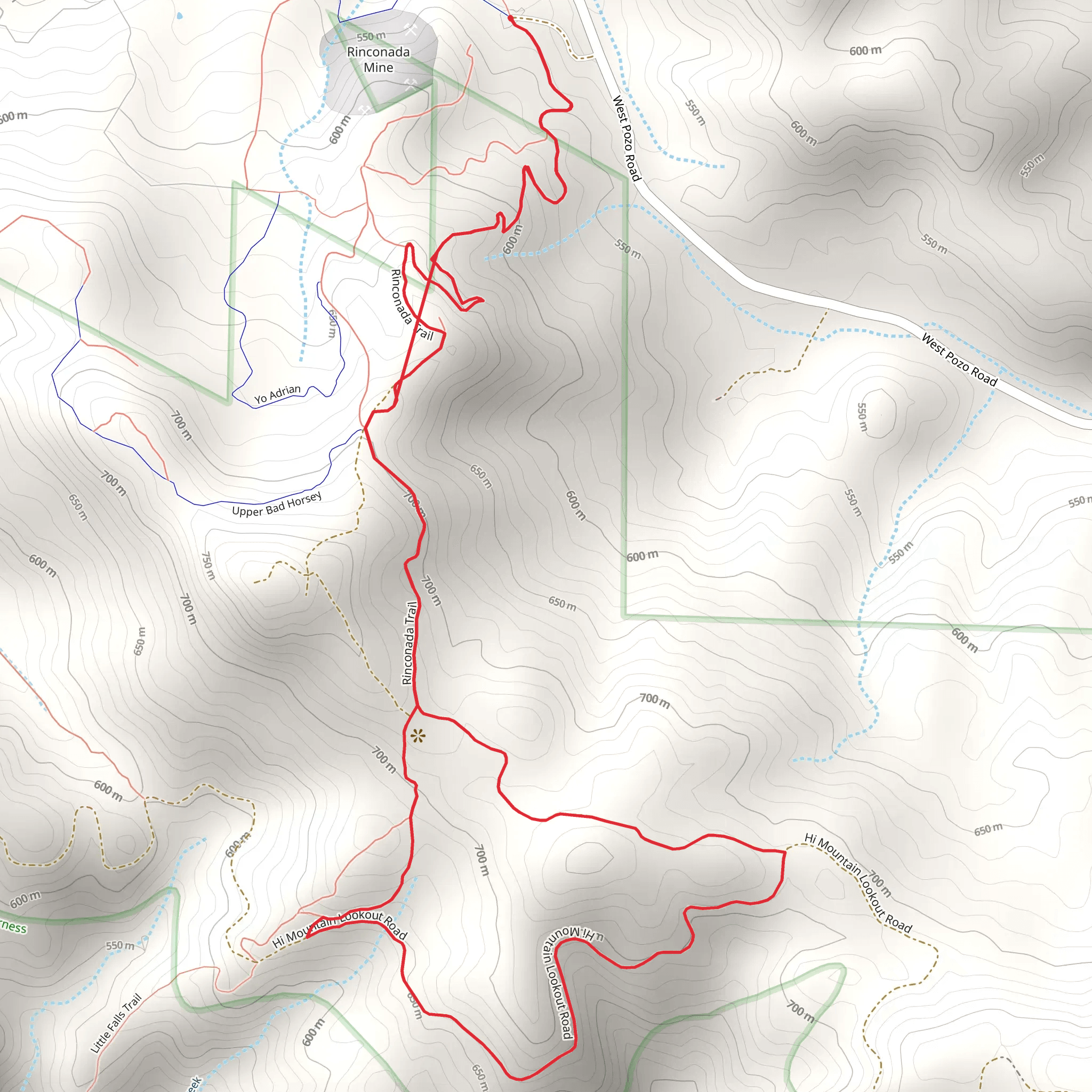 Rinconada Trail and Hi Mountain Lookout Road Loop mobile static map