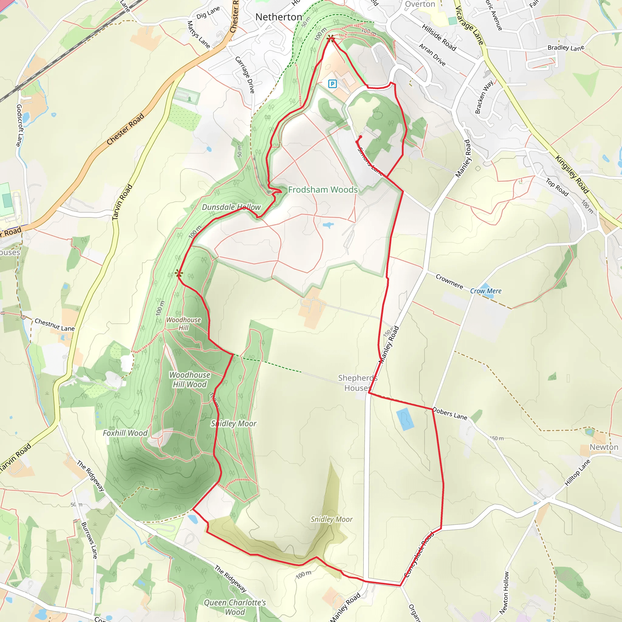 Frodsham Hill via Sandstone Trail mobile static map