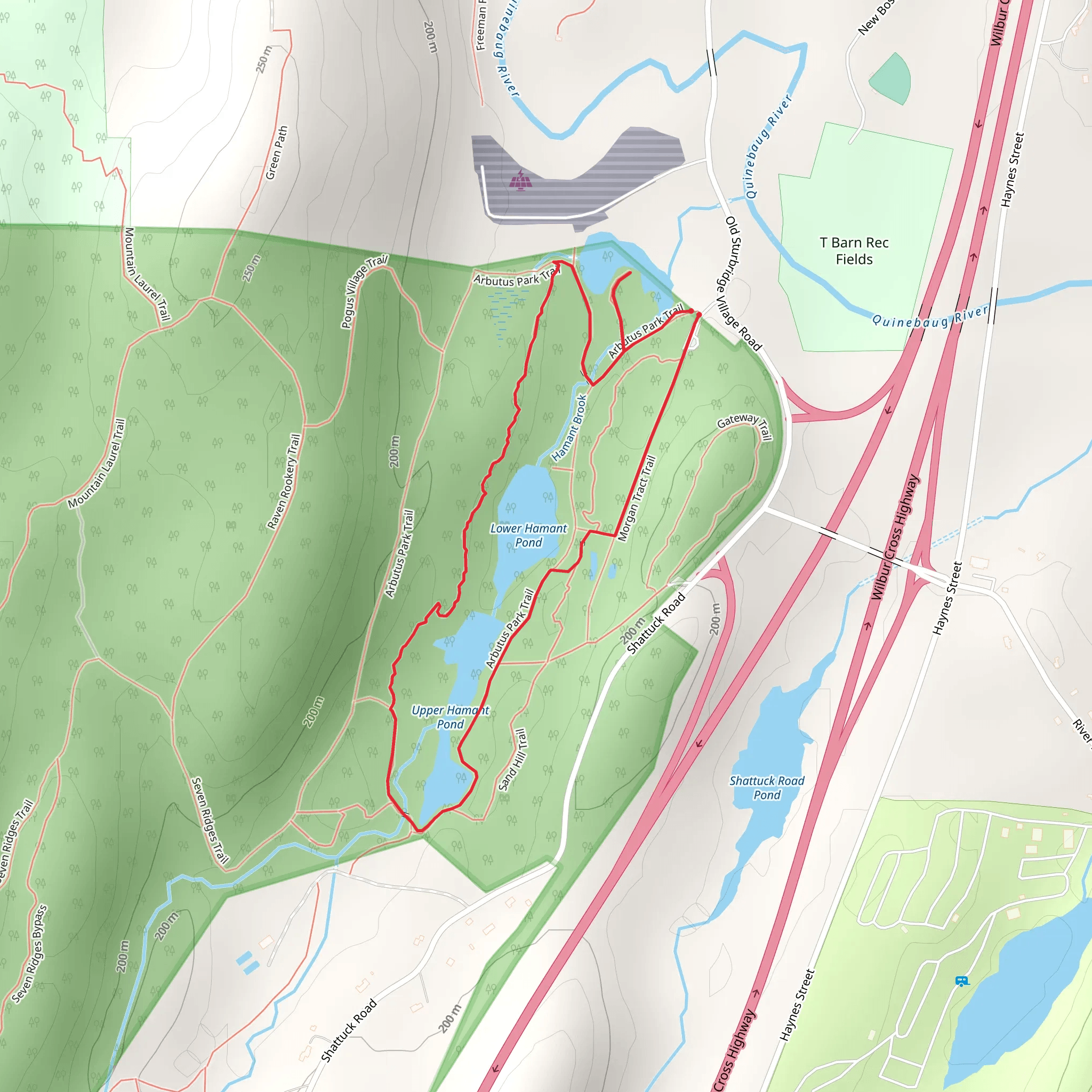 Hamant Pond Loop via Knife Edge and Morgan Tract Trail mobile static map