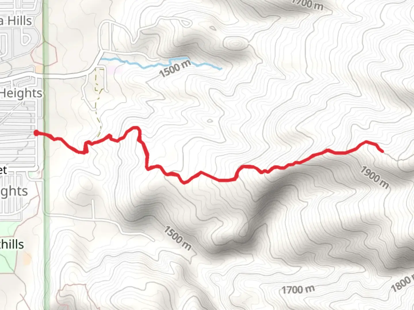 An image depicting the trail Trail 119 Out and Back and its surrounding area.