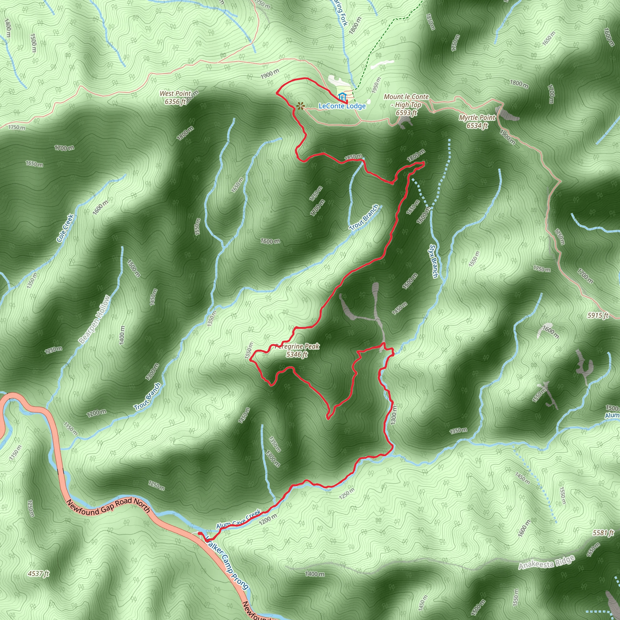 Alum Cave Trail mobile static map