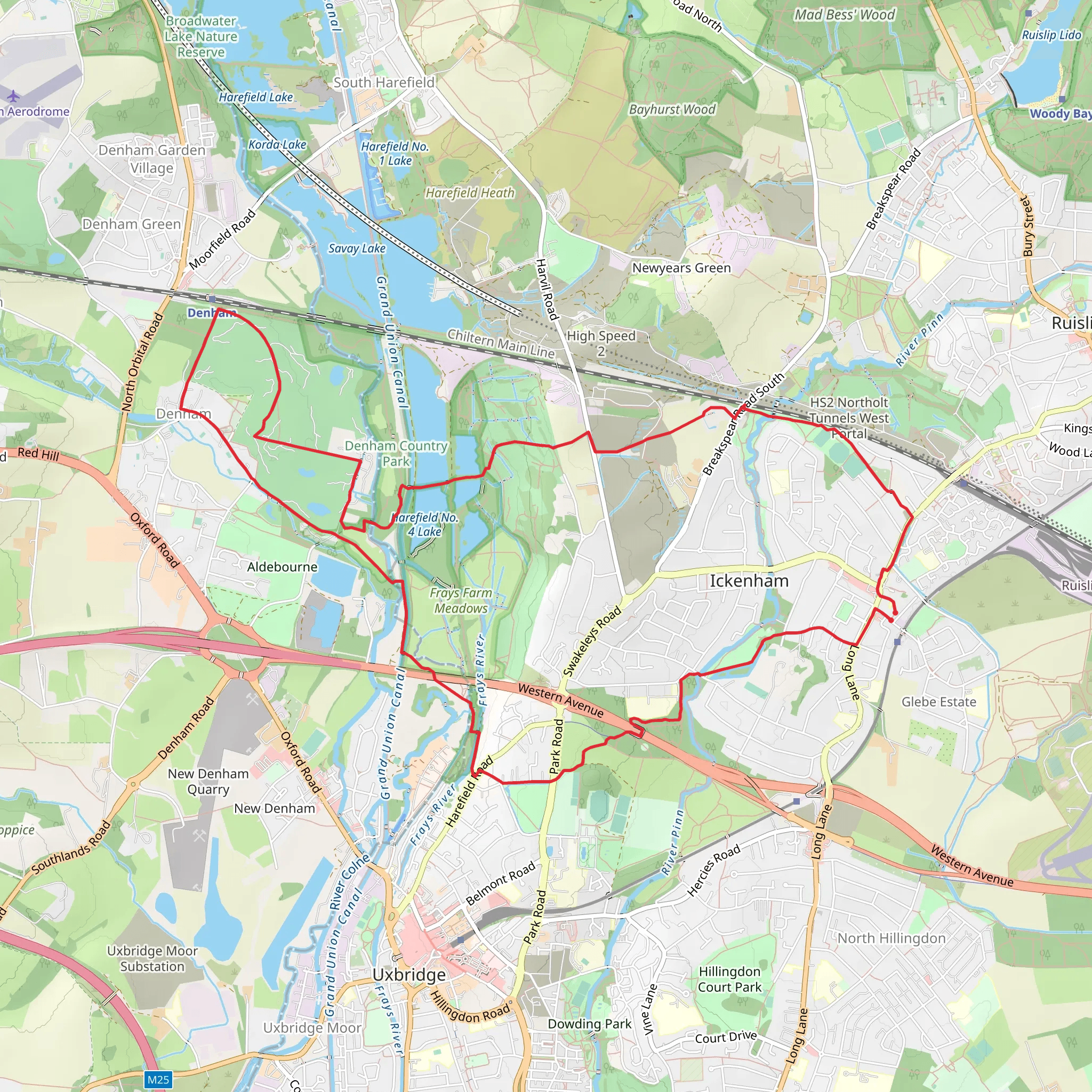 Ickenham to Denham Circular Walk mobile static map
