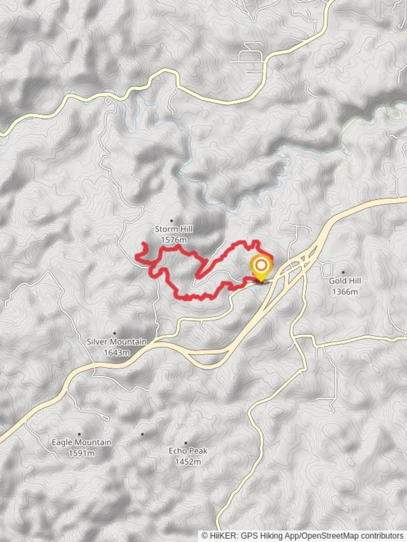 An image depicting the trail Boulder Hill via Flume Trail and Storm Mountain Trail and its surrounding area.