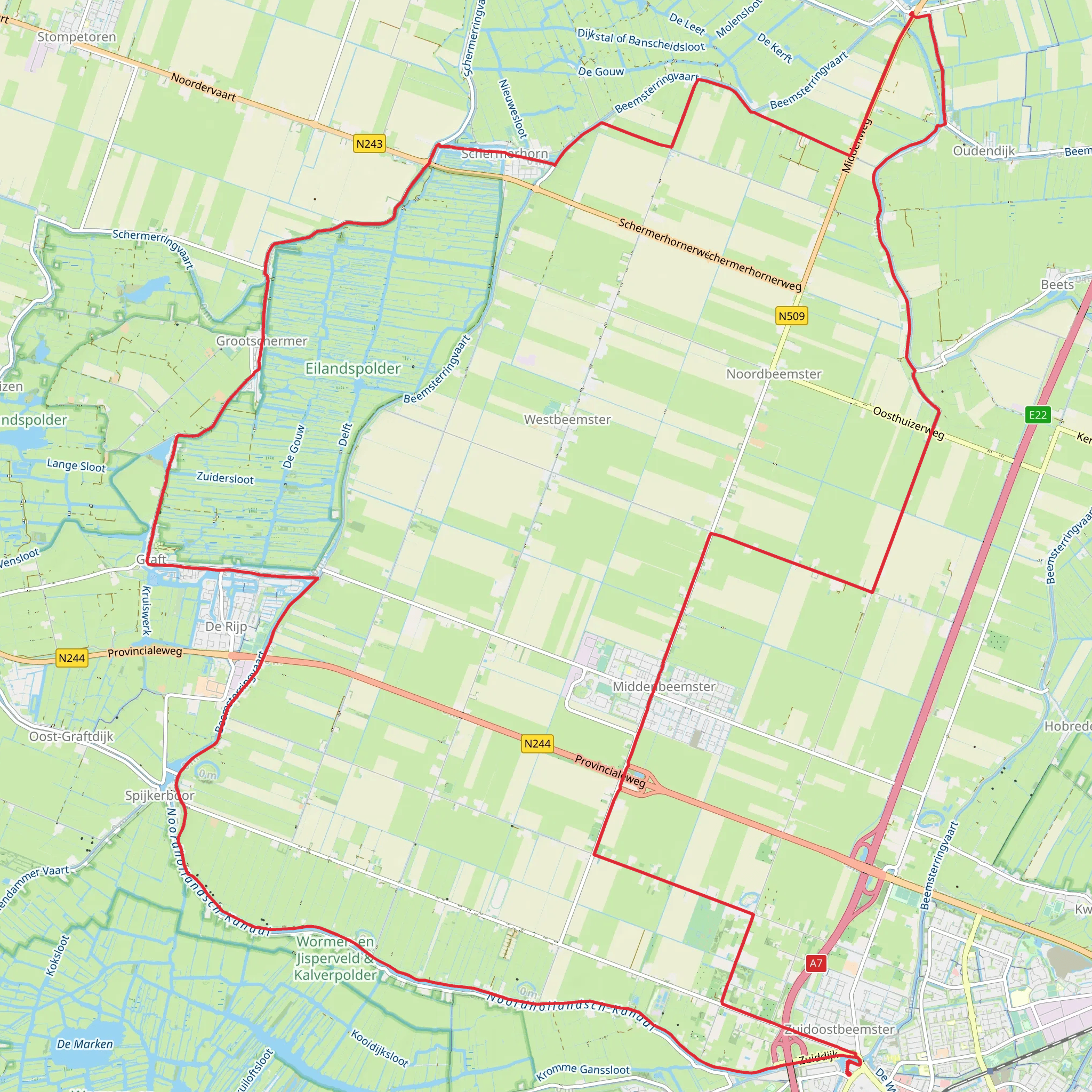 Beemster and Eilandspolder Loop mobile static map