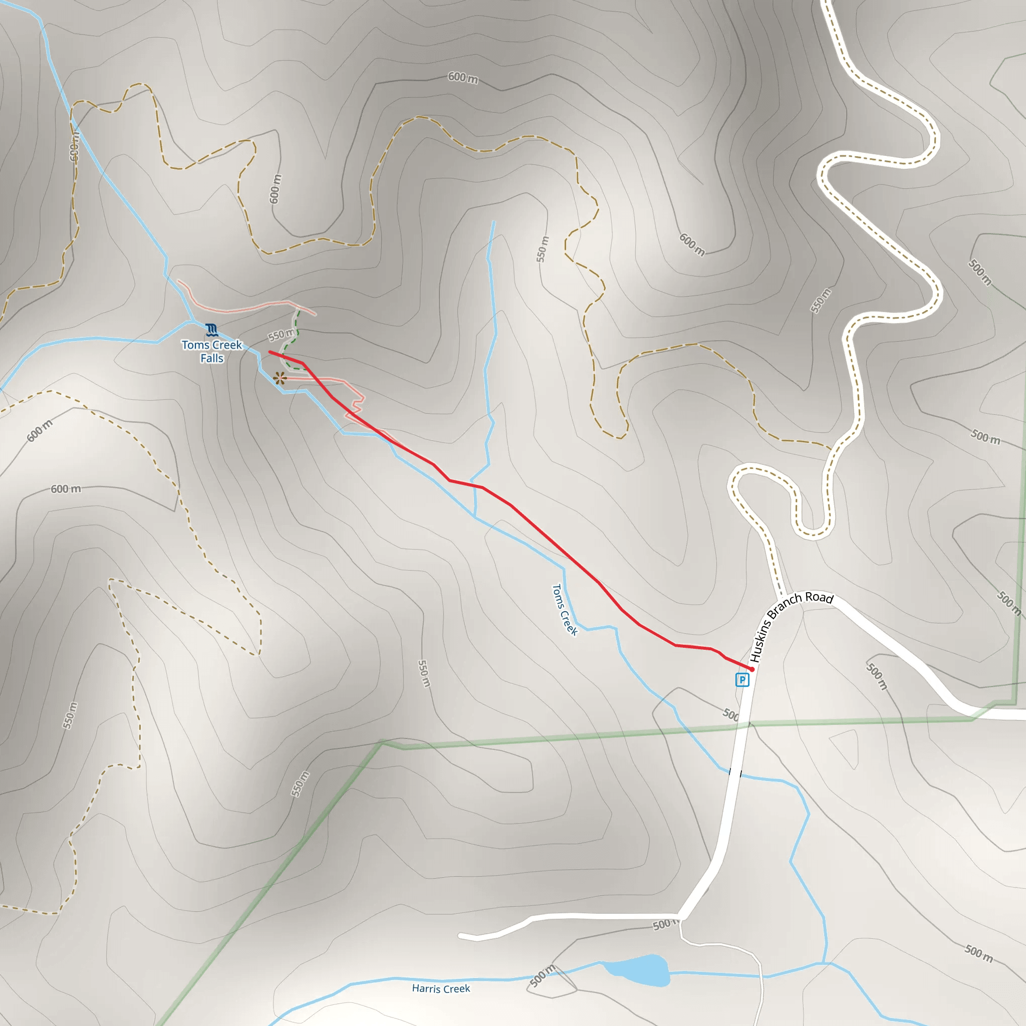 Toms Creek from Huskins Branch Road mobile static map