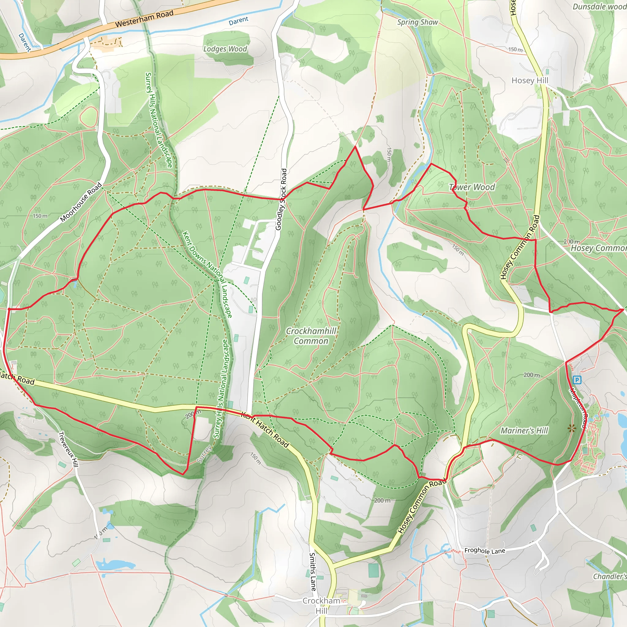 Crockham Hill Common Loop via Chartwell mobile static map