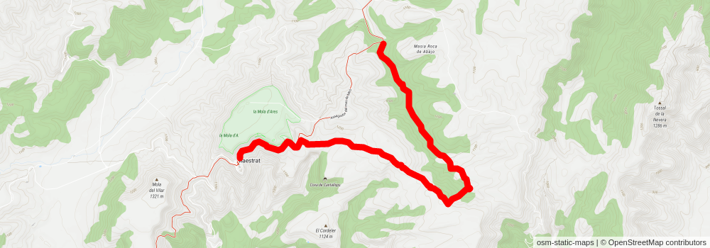Cami del Roure de les Berrugues PR CV 387 stage 1 Map
