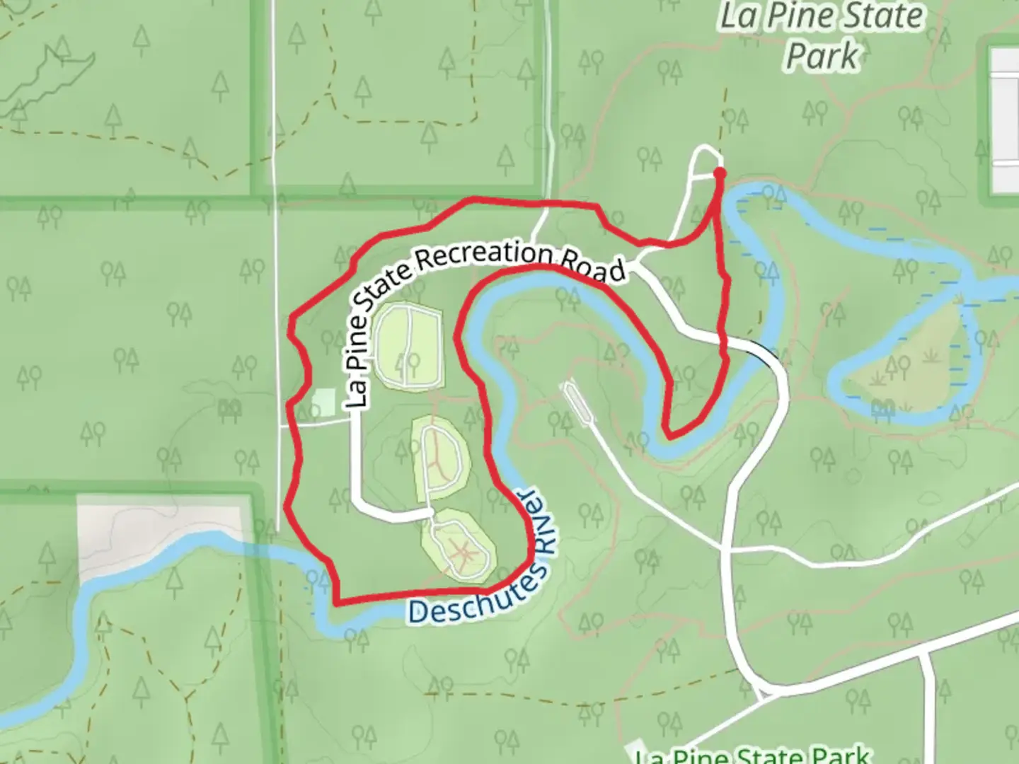 An image depicting the trail Deschutes and Mc Gregor Loop - La Pine State Park and its surrounding area.
