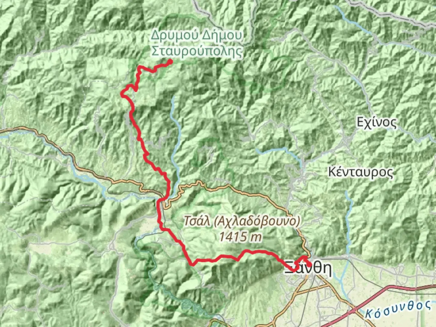 An image depicting the trail Nestos - Rodopi Trail and its surrounding area.