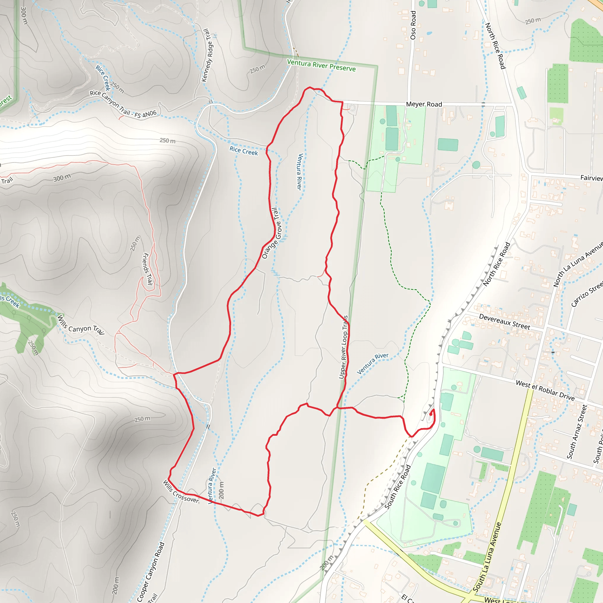 Ventura River - Upper River Loop Trail mobile static map