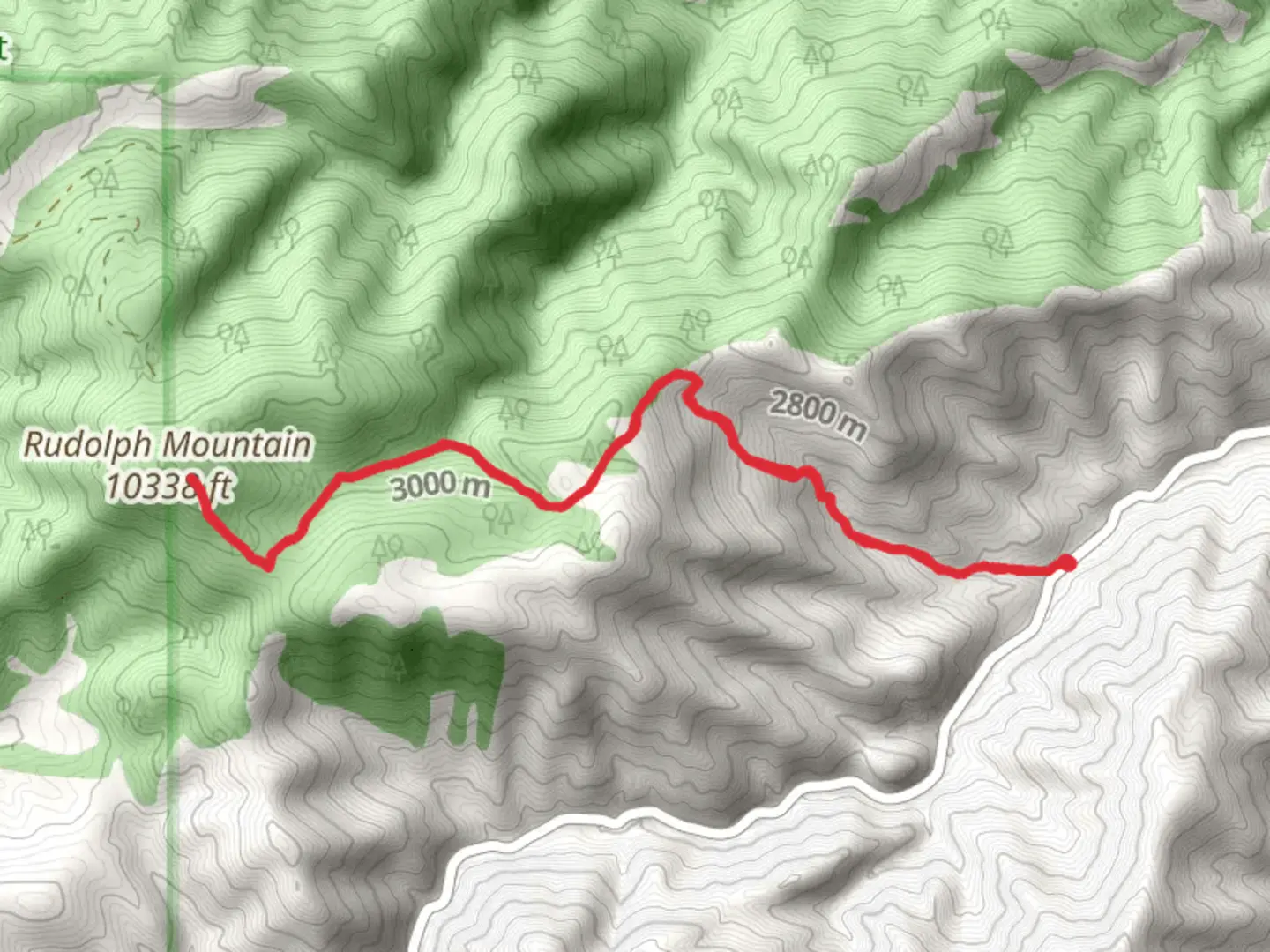 An image depicting the trail Rudolph Mountain Trail and its surrounding area.