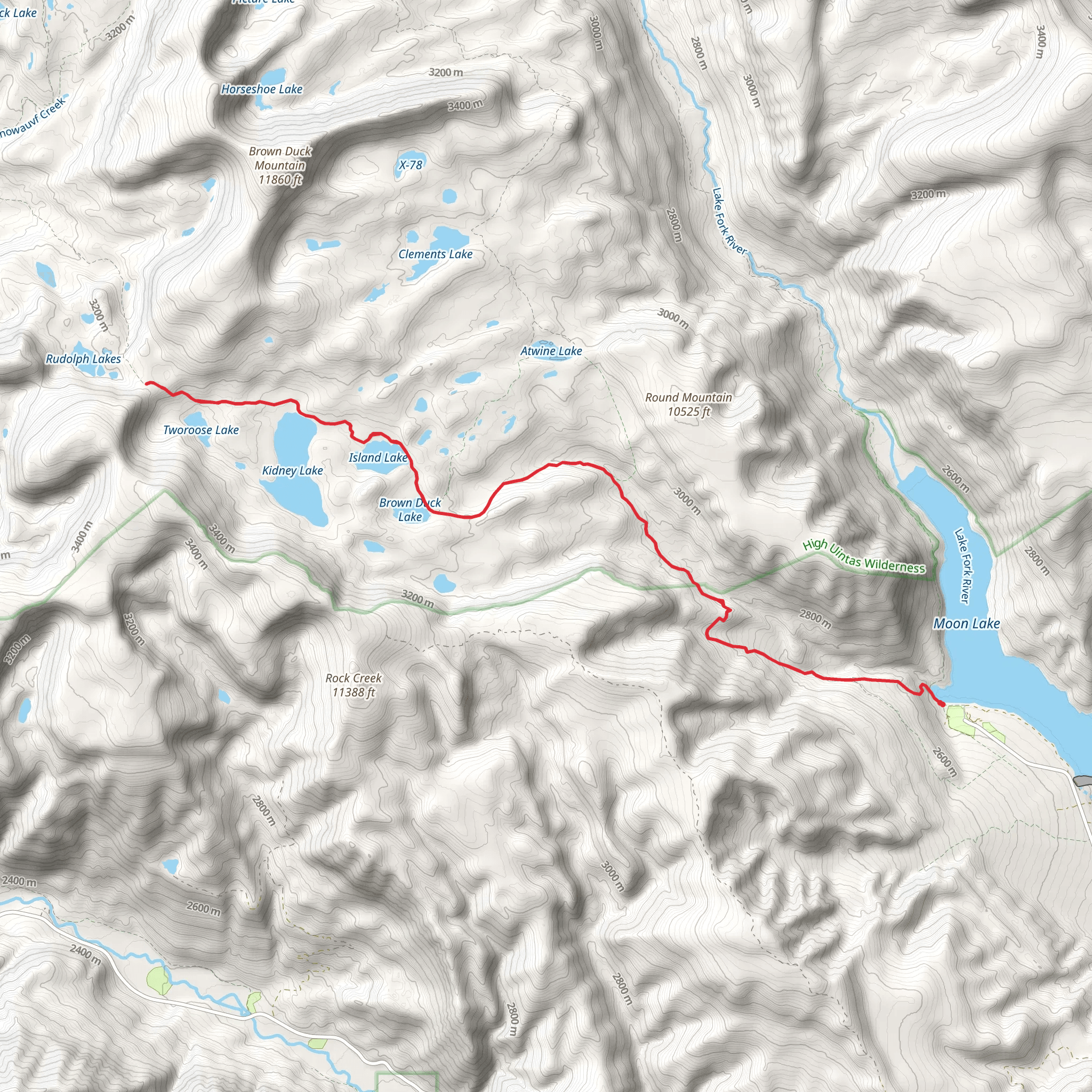 Brown Duck Trail and Tworoose Pass Trail mobile static map