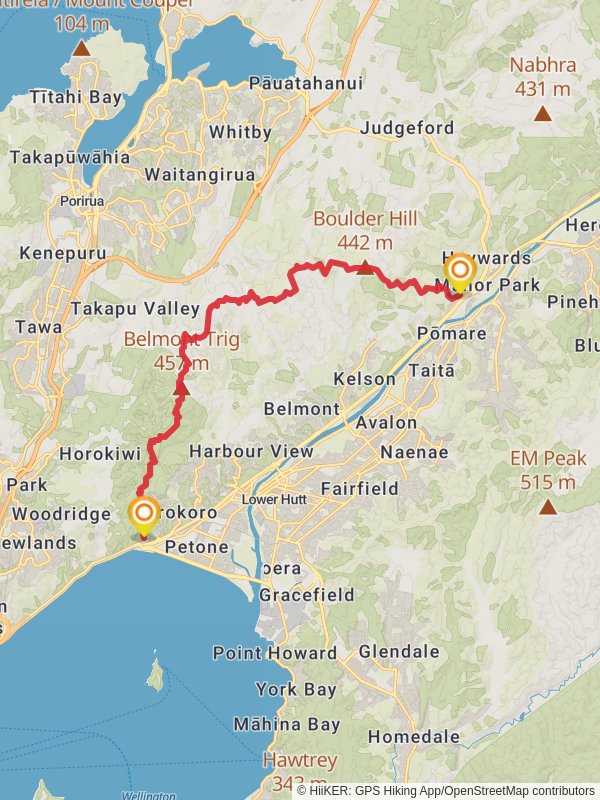 Round Knob and Puke Ariki Track mobile static map