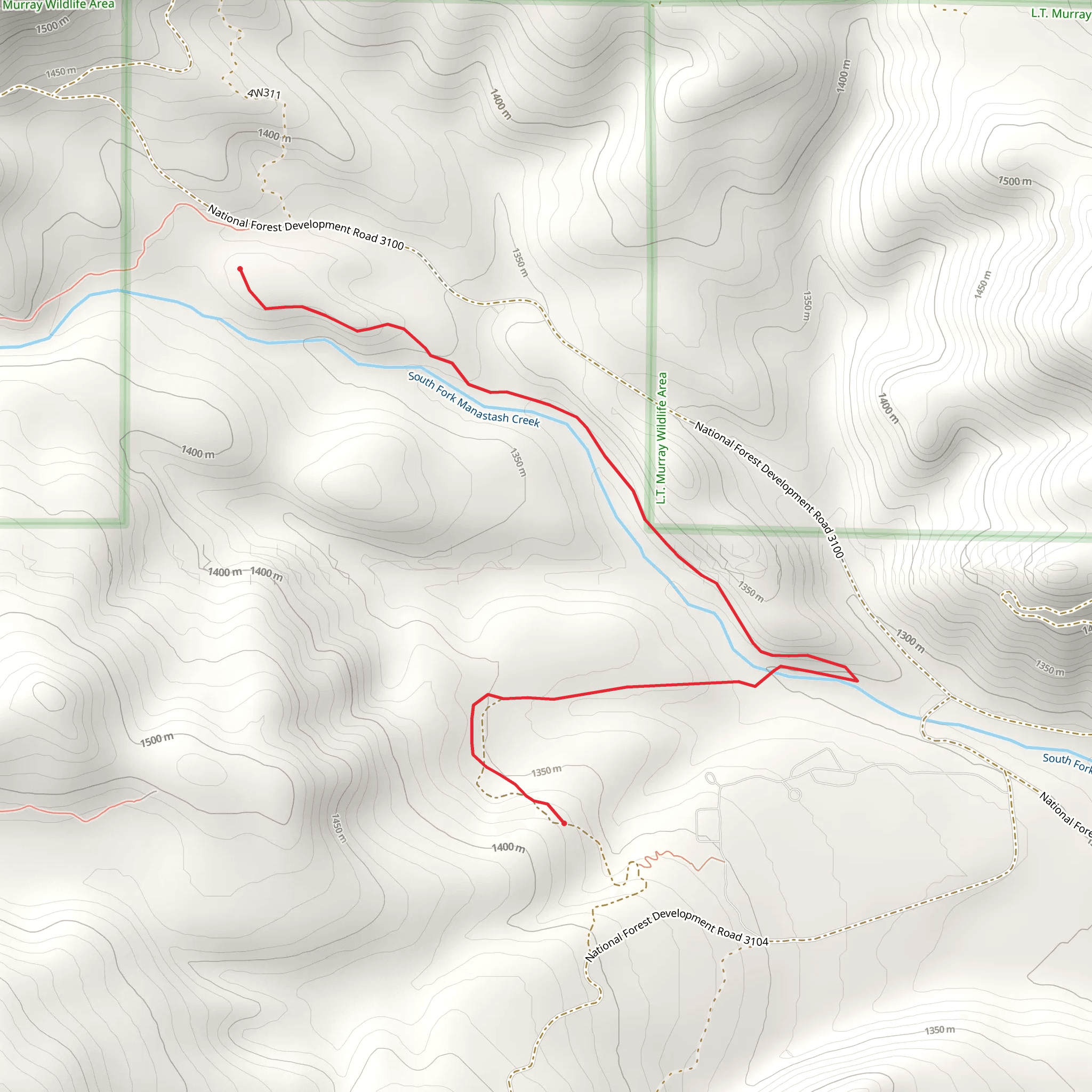 South Fork Manastash Trail mobile static map