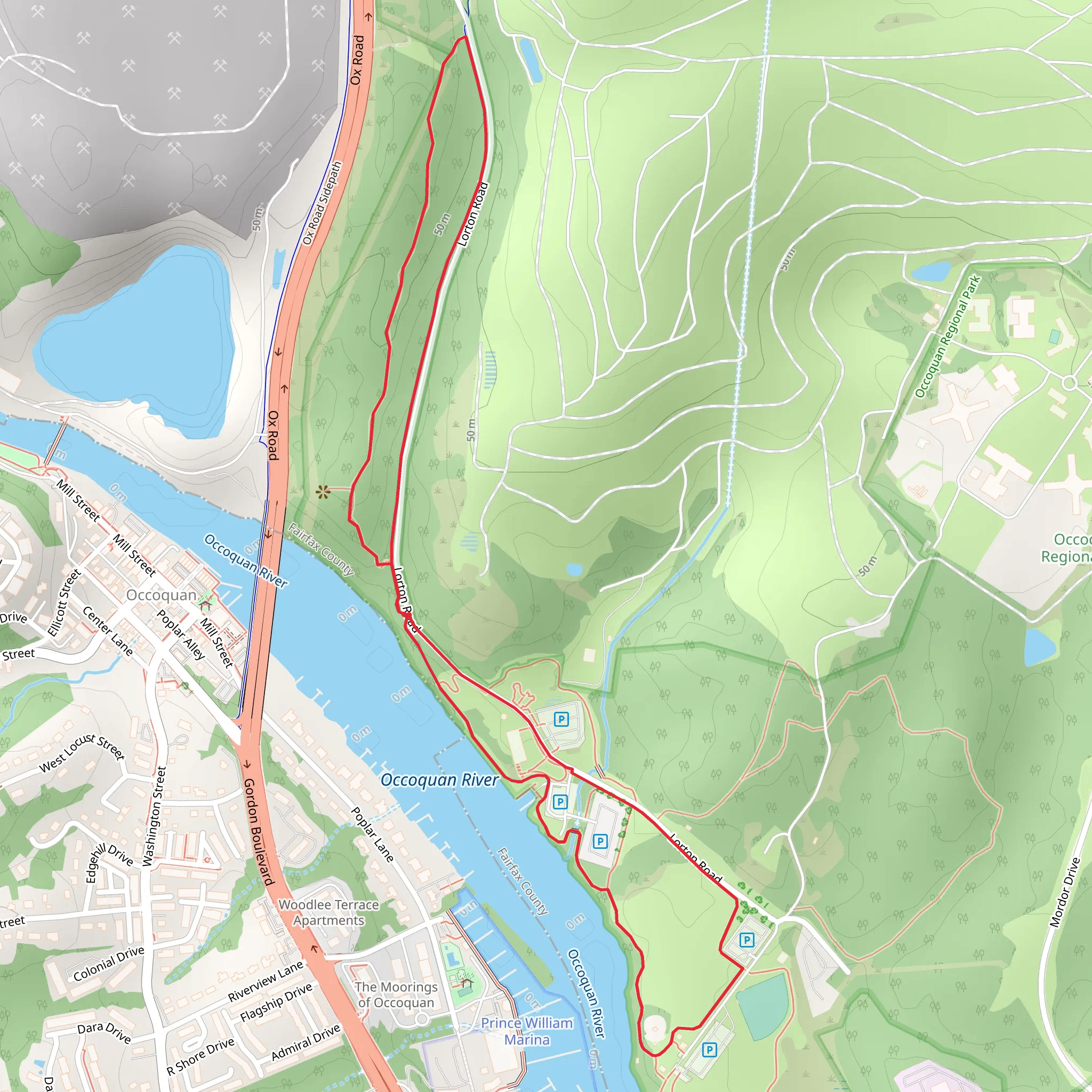 Loop along Occoquan River - Lorton Road mobile static map
